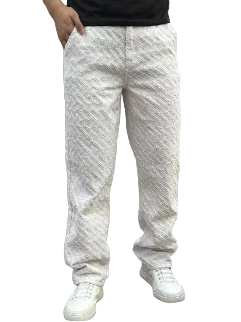 Men's Straight-Leg Embossed Trousers