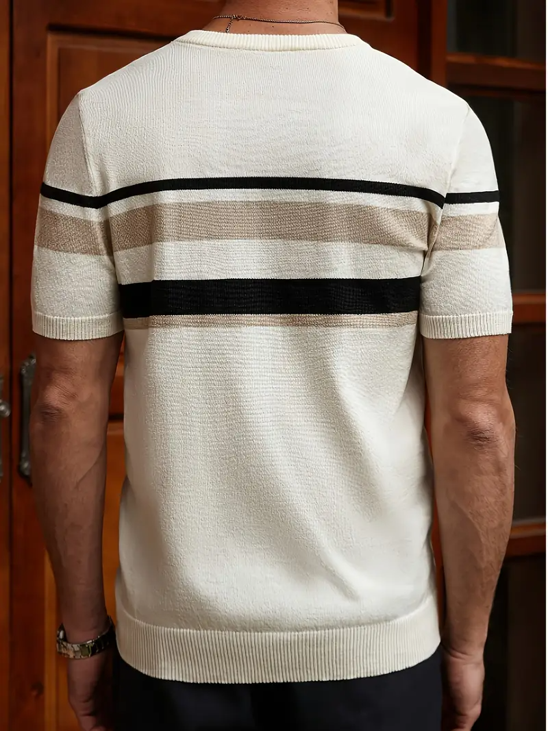Men's Three-Stripe Ribbed Hem Shirt