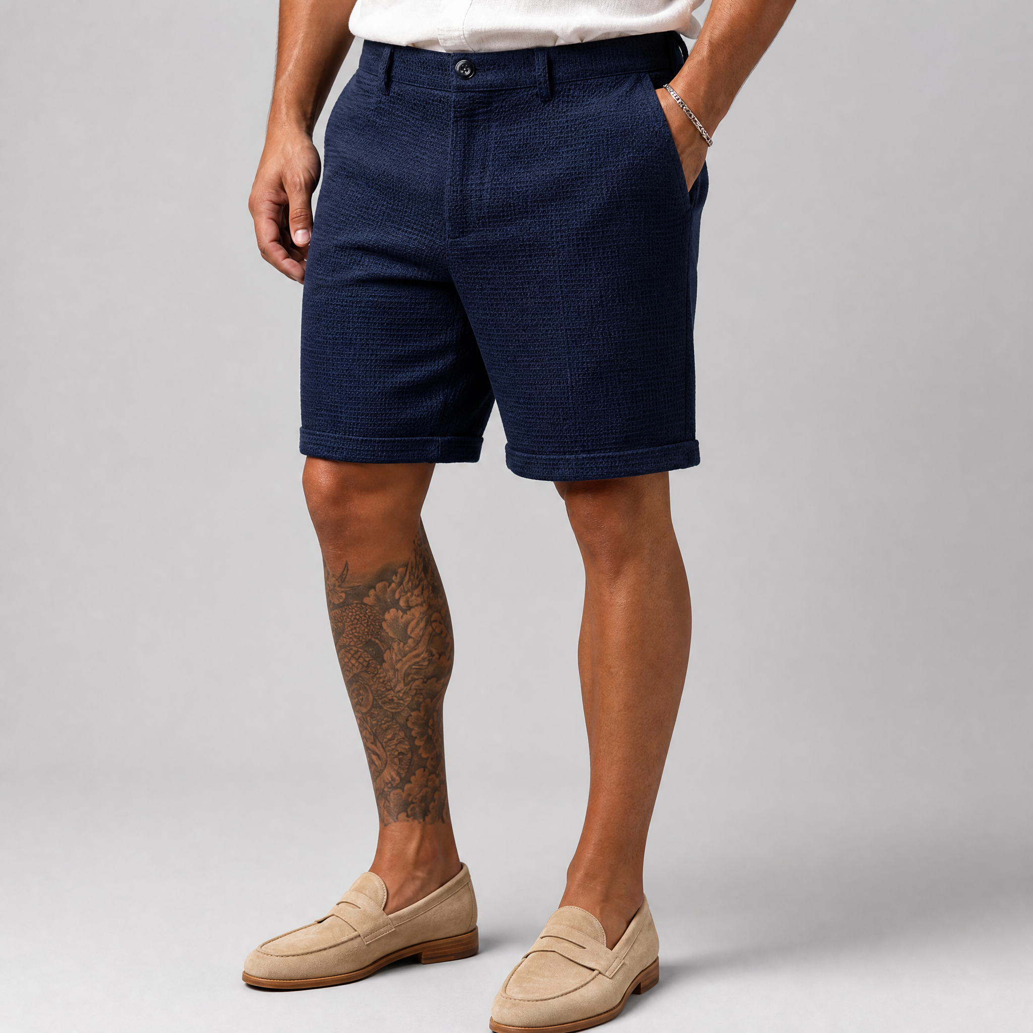 Men's Beige Tailored Shorts – Smart Chino Shorts Men