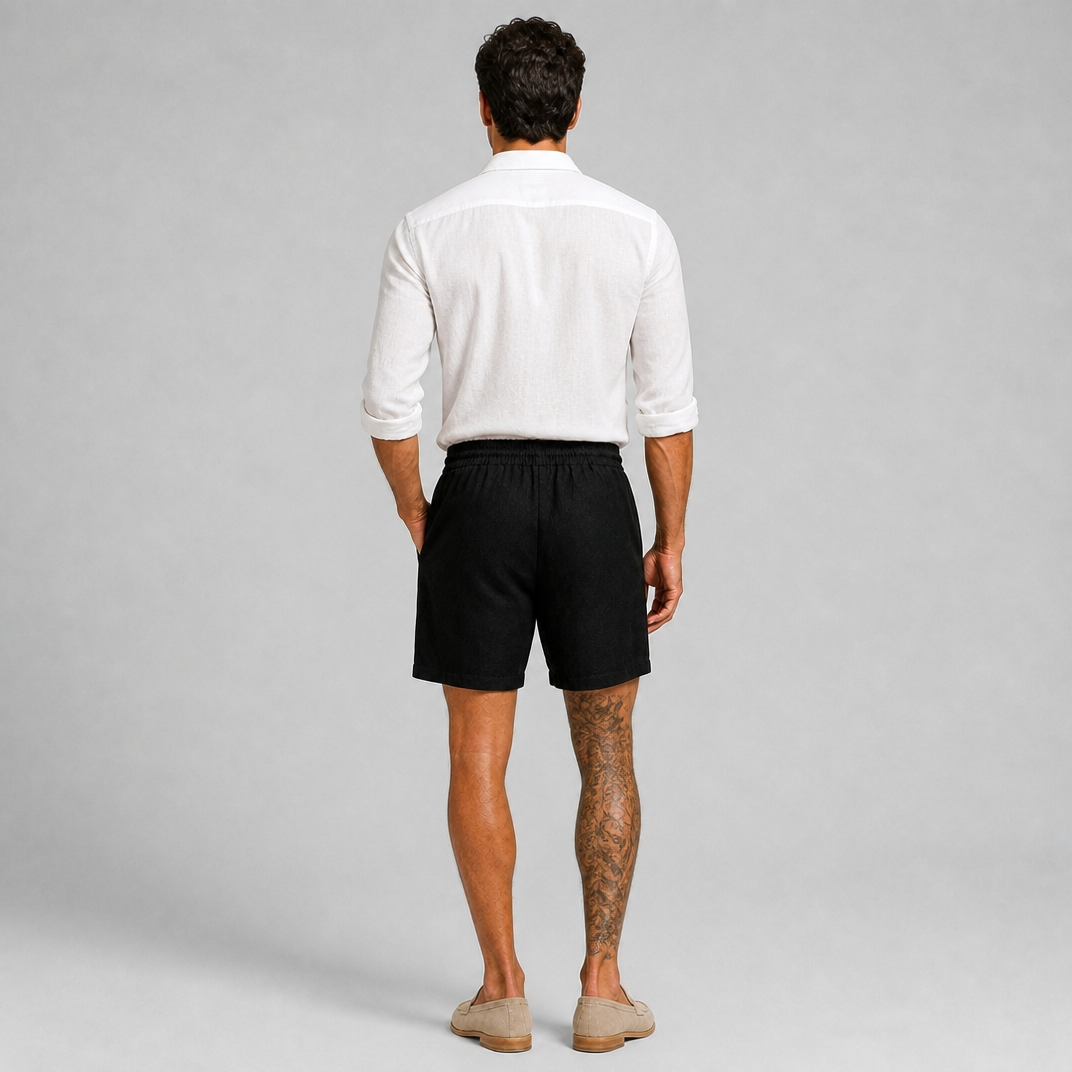 Men's Black Linen-Blend Shorts – Summer Chino Shorts Men