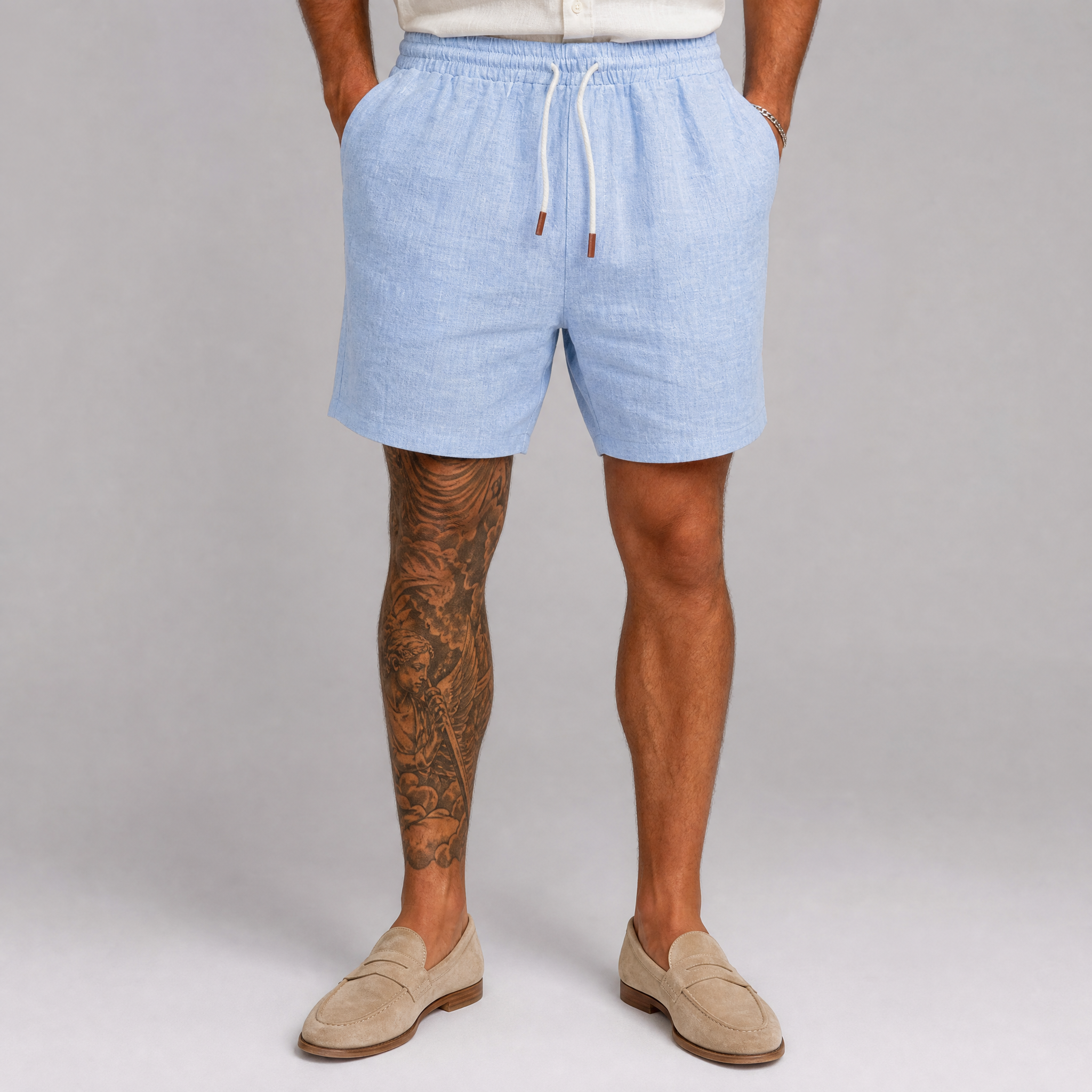 Men's Black Linen-Blend Shorts – Summer Chino Shorts Men