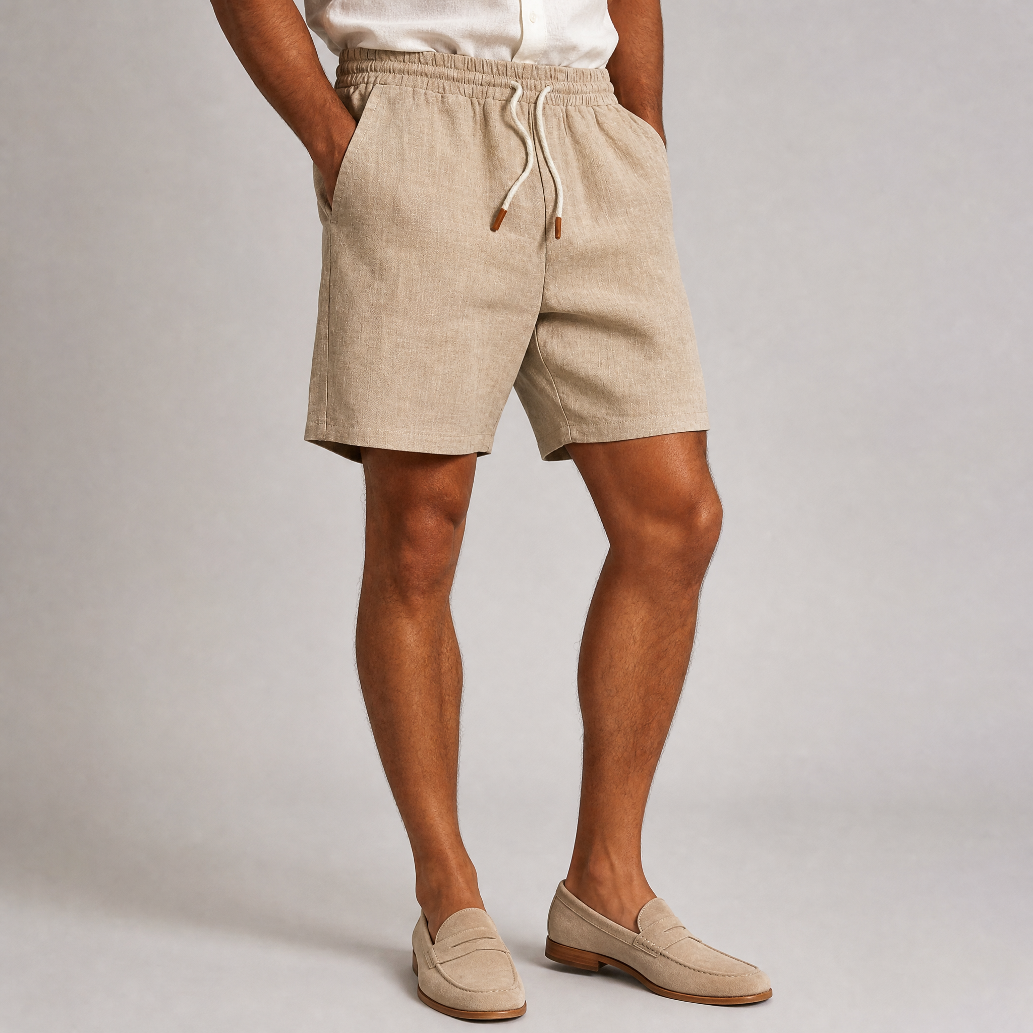 Men's Black Linen-Blend Shorts – Summer Chino Shorts Men