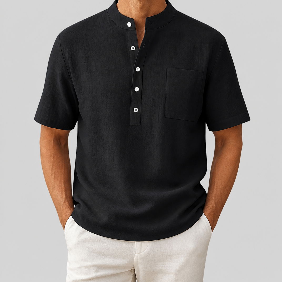 Men’s Casual Linen Henley Shirt