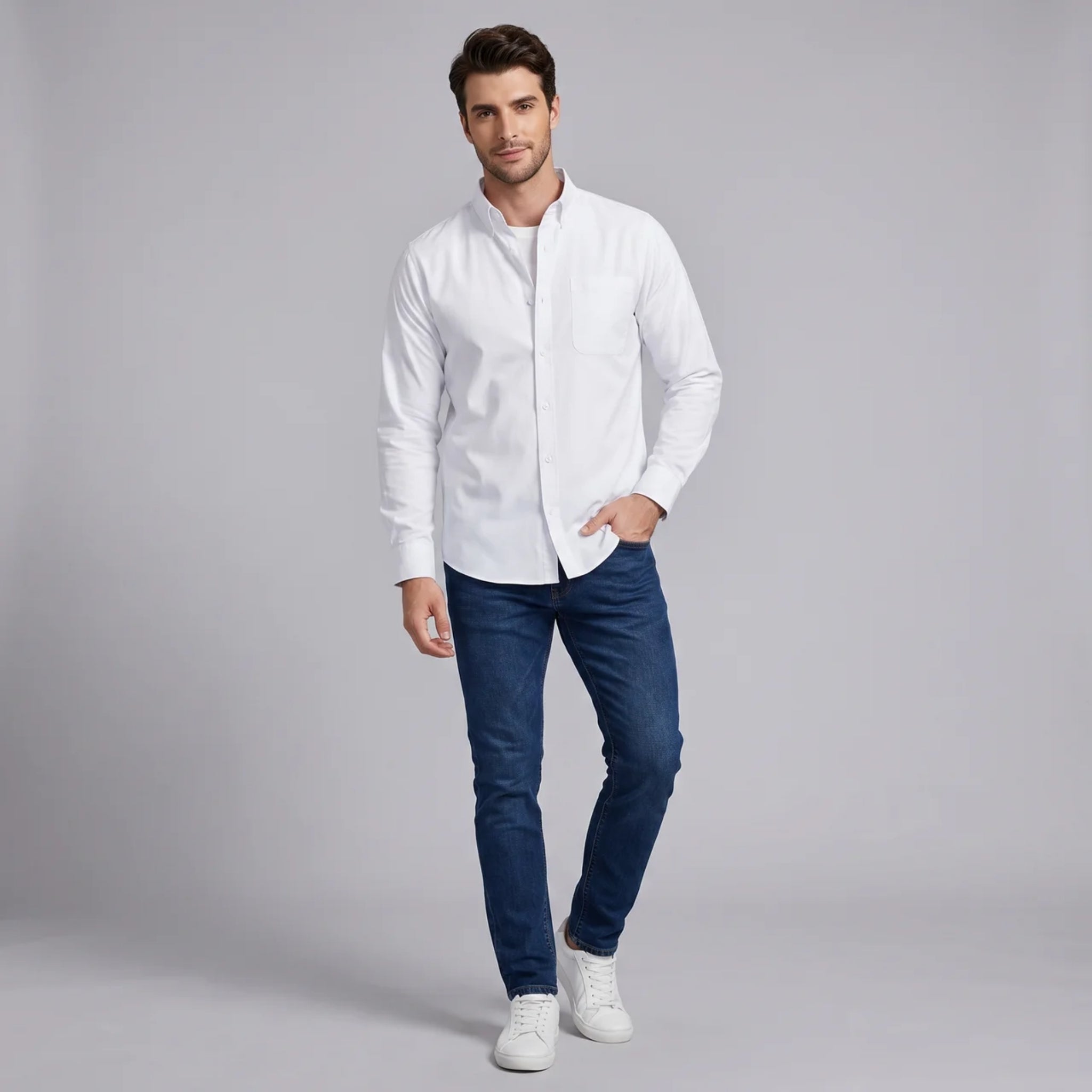 Men’s Classic Button-Down Shirt with Chest Pocket