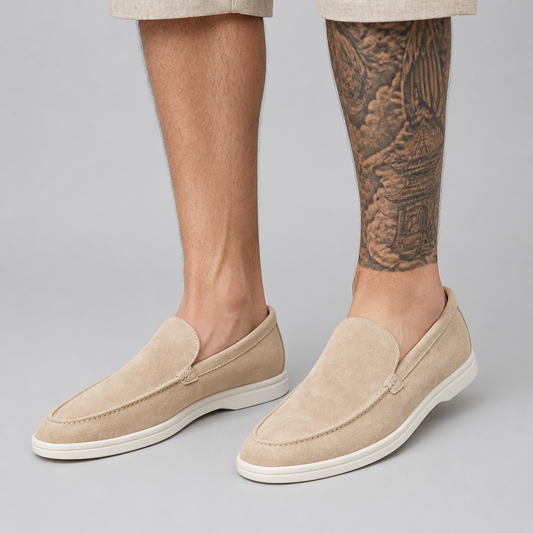 Men’s Espresso Suede Smart-Casual Slip-On Loafers