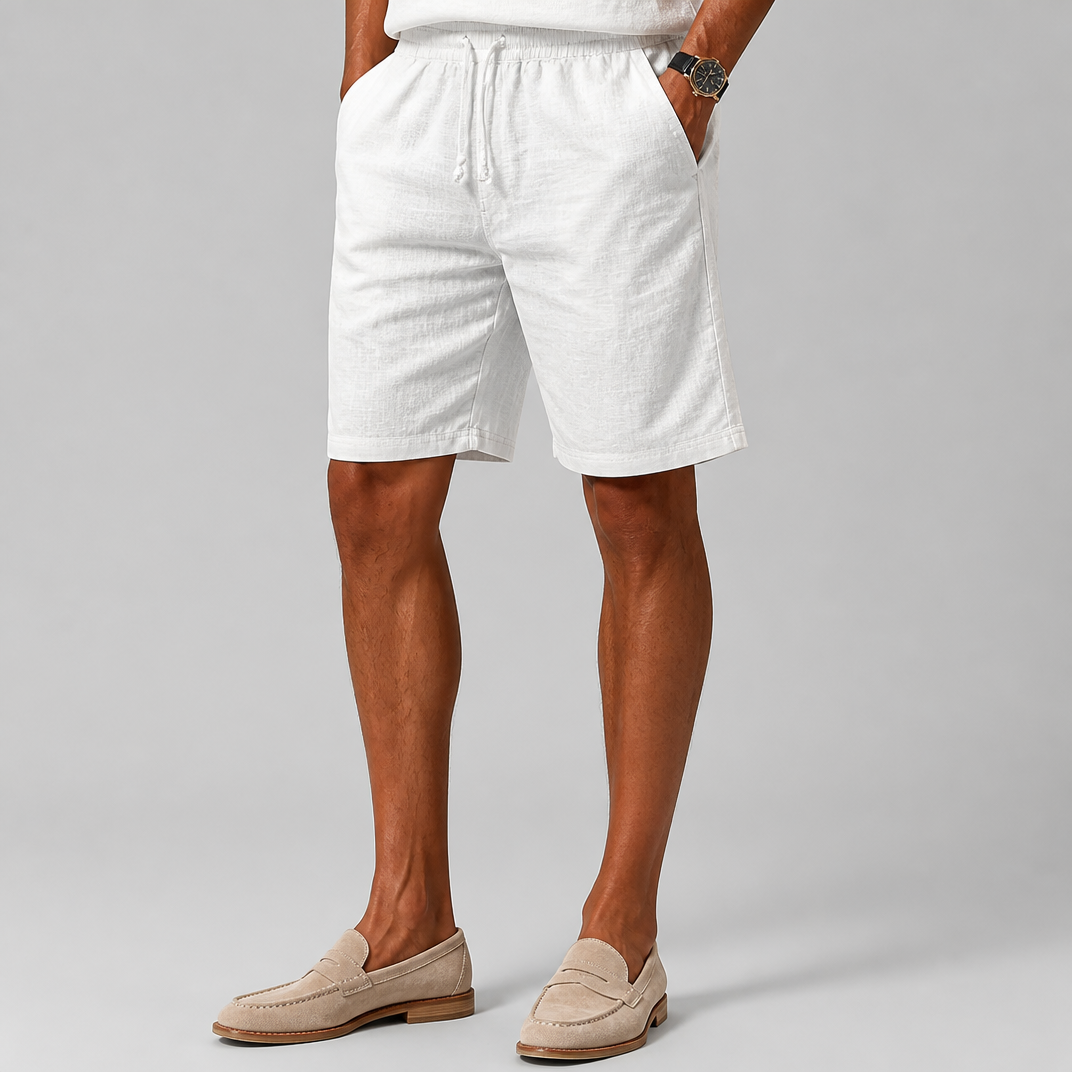 Men’s Navy Blue Relaxed-Fit Pure Linen Shorts