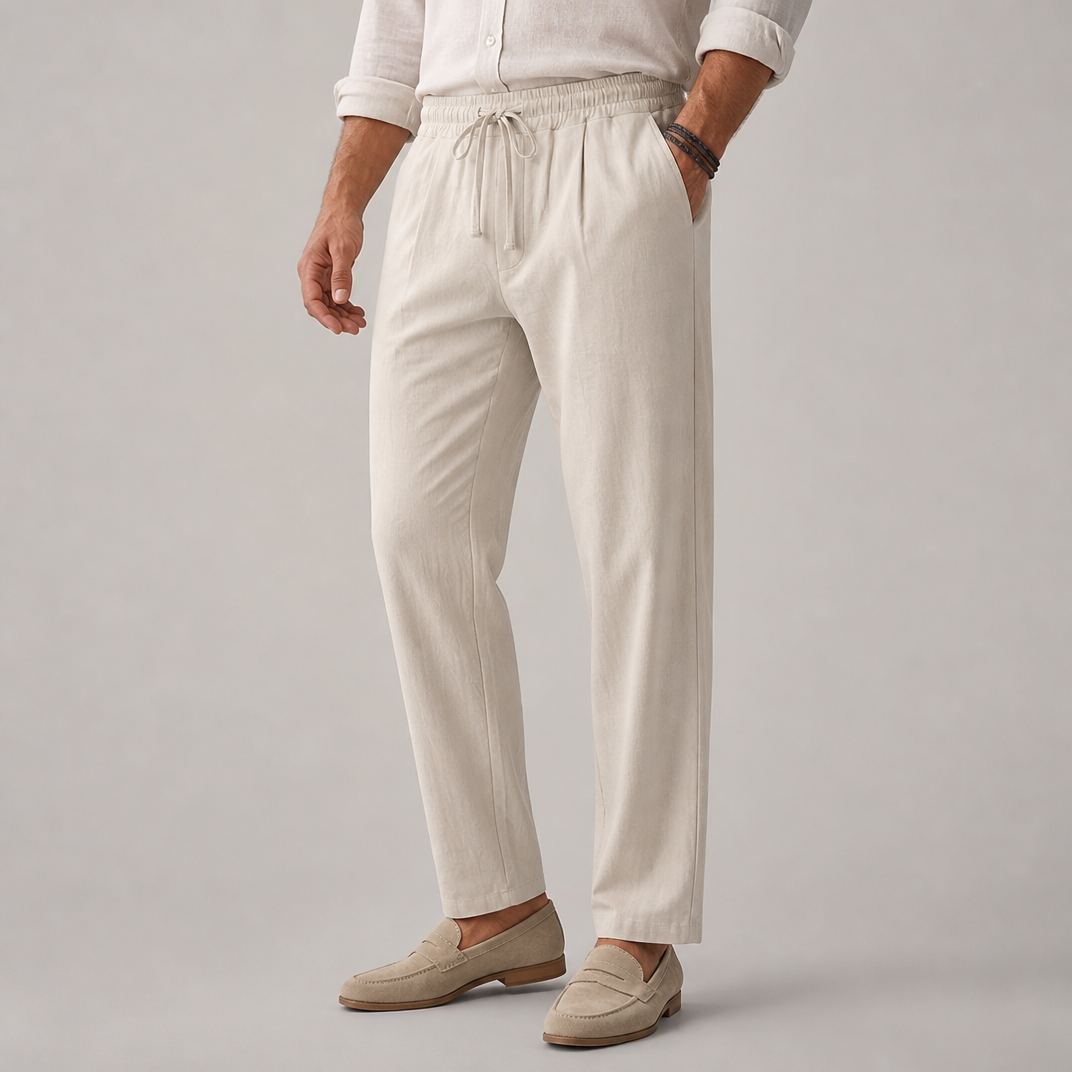 Men’s Relaxed-Fit Linen Drawstring Trousers