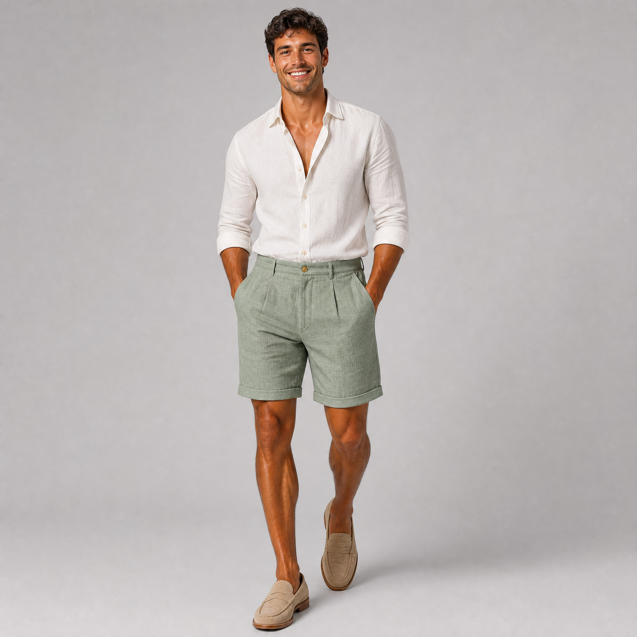 Men's Sage Tailored Shorts – Smart Casual Chino Shorts Men
