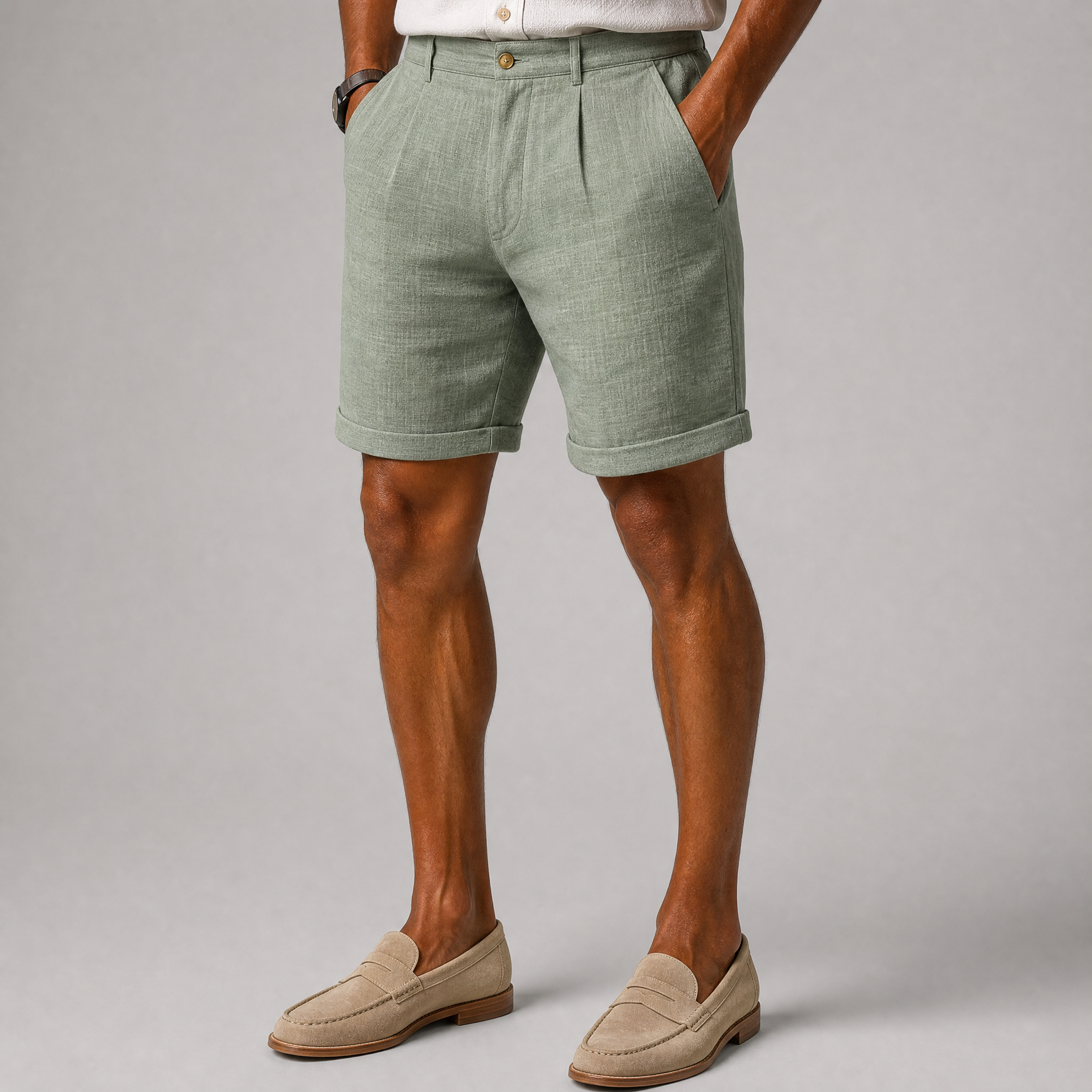 Men's Sage Tailored Shorts – Smart Casual Chino Shorts Men