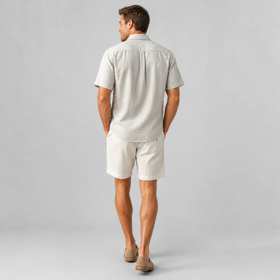 Men’s Short-Sleeve Pure Linen Shirt
