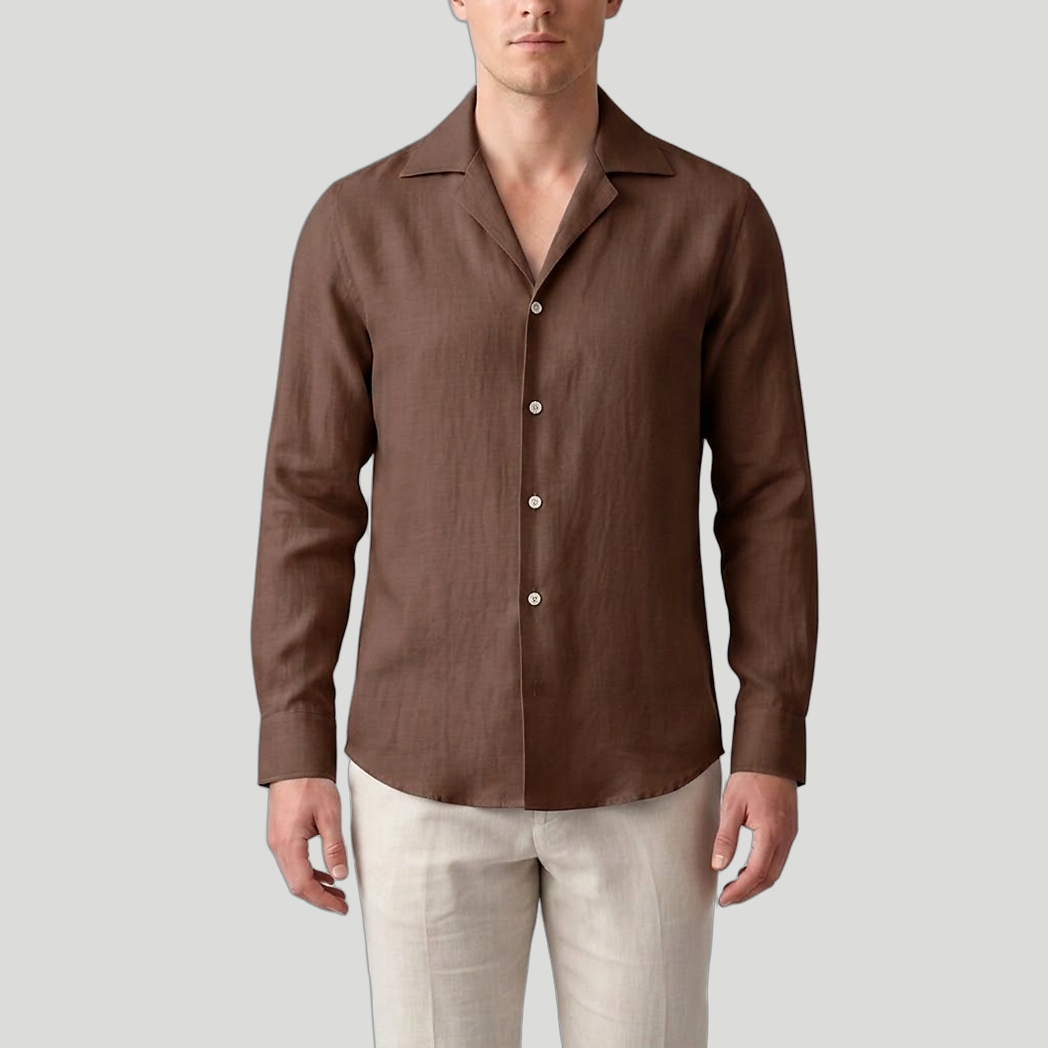 Men’s Slim-Fit Long-Sleeve Linen Shirt