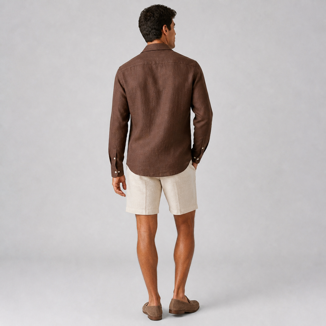 Men’s Slim-Fit Long-Sleeve Linen Shirt