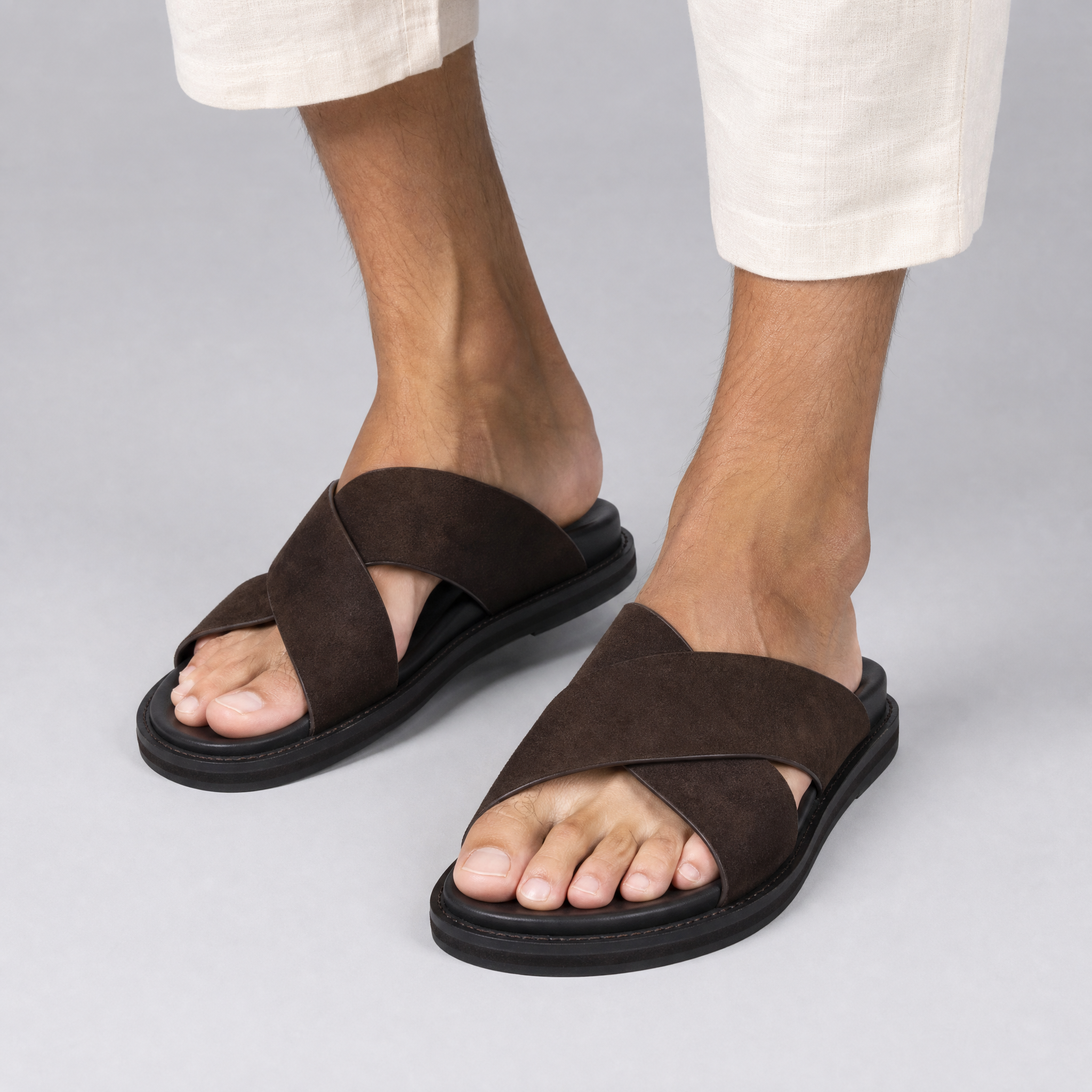 Men’s Suede Cross-Strap Sandals