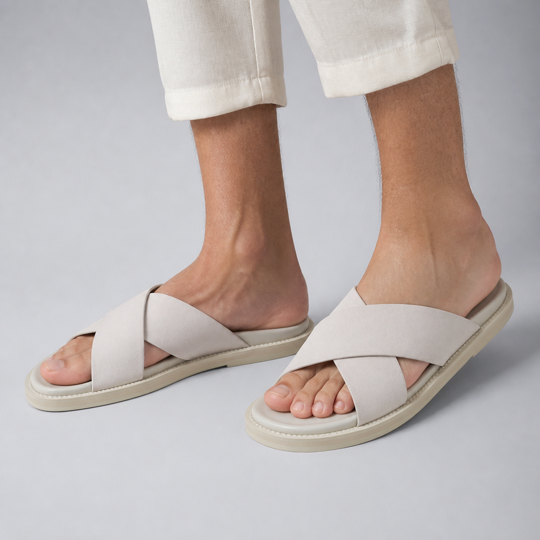 Men’s Suede Cross-Strap Sandals