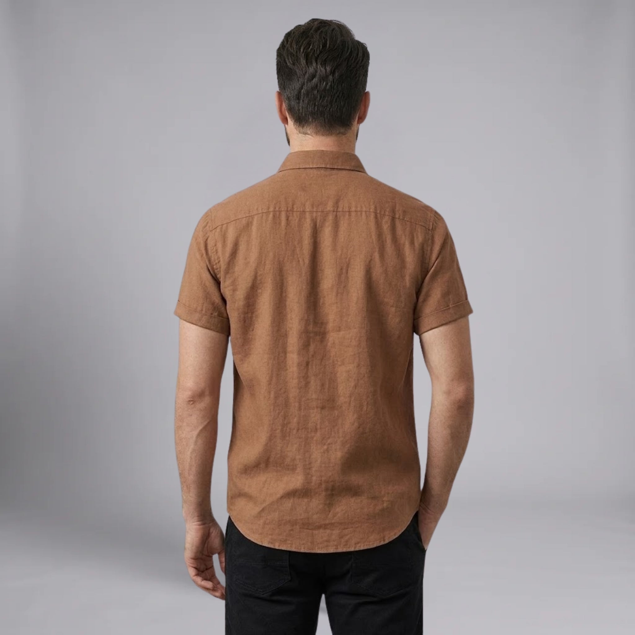 Men’s Textured Cotton Short-Sleeve Shirt