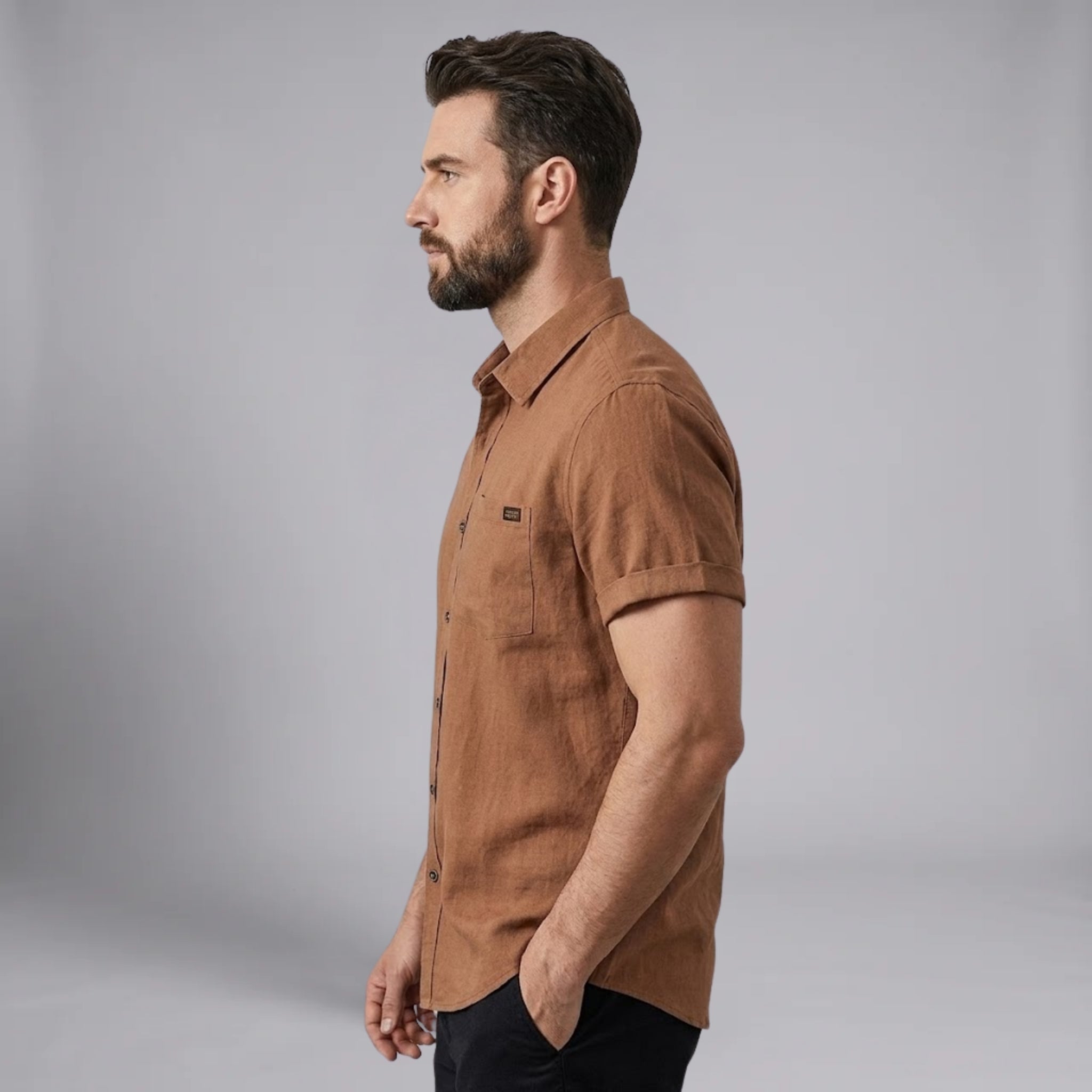 Men’s Textured Cotton Short-Sleeve Shirt