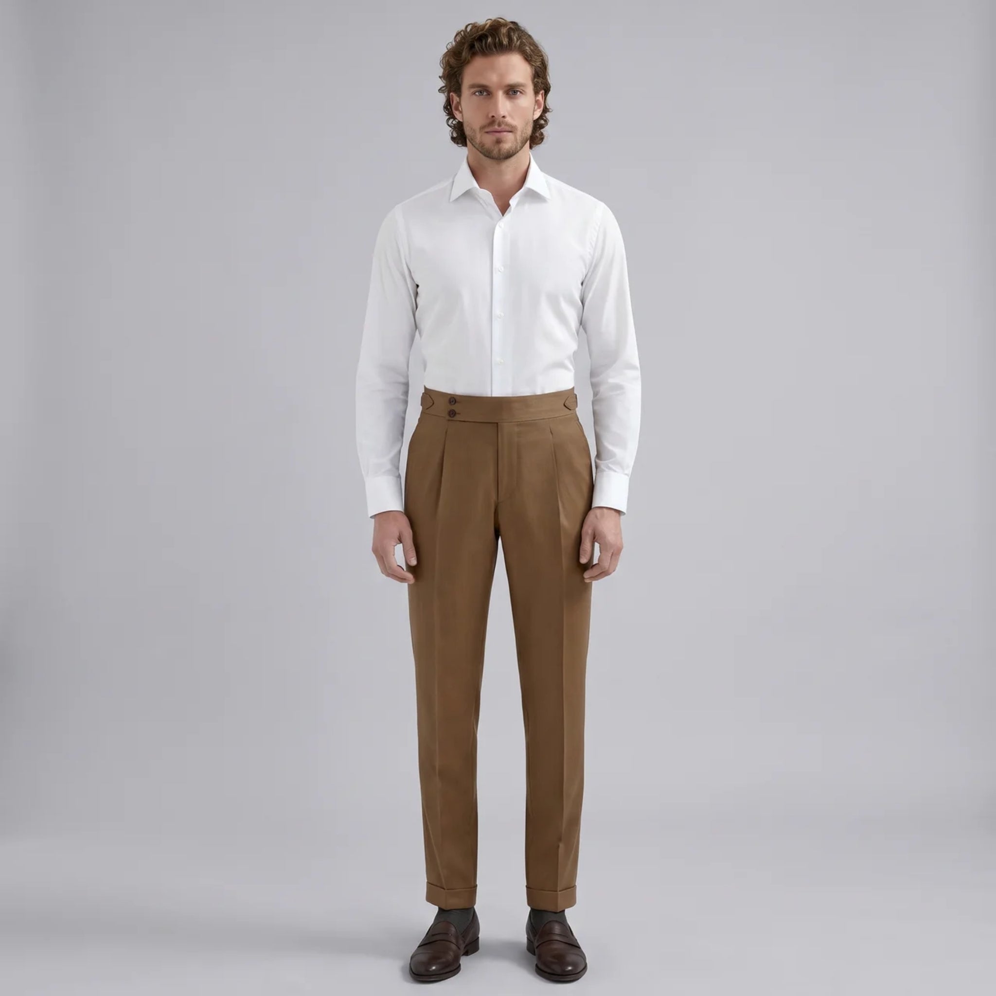 Men’s Textured Tapered Trousers with Side Adjusters