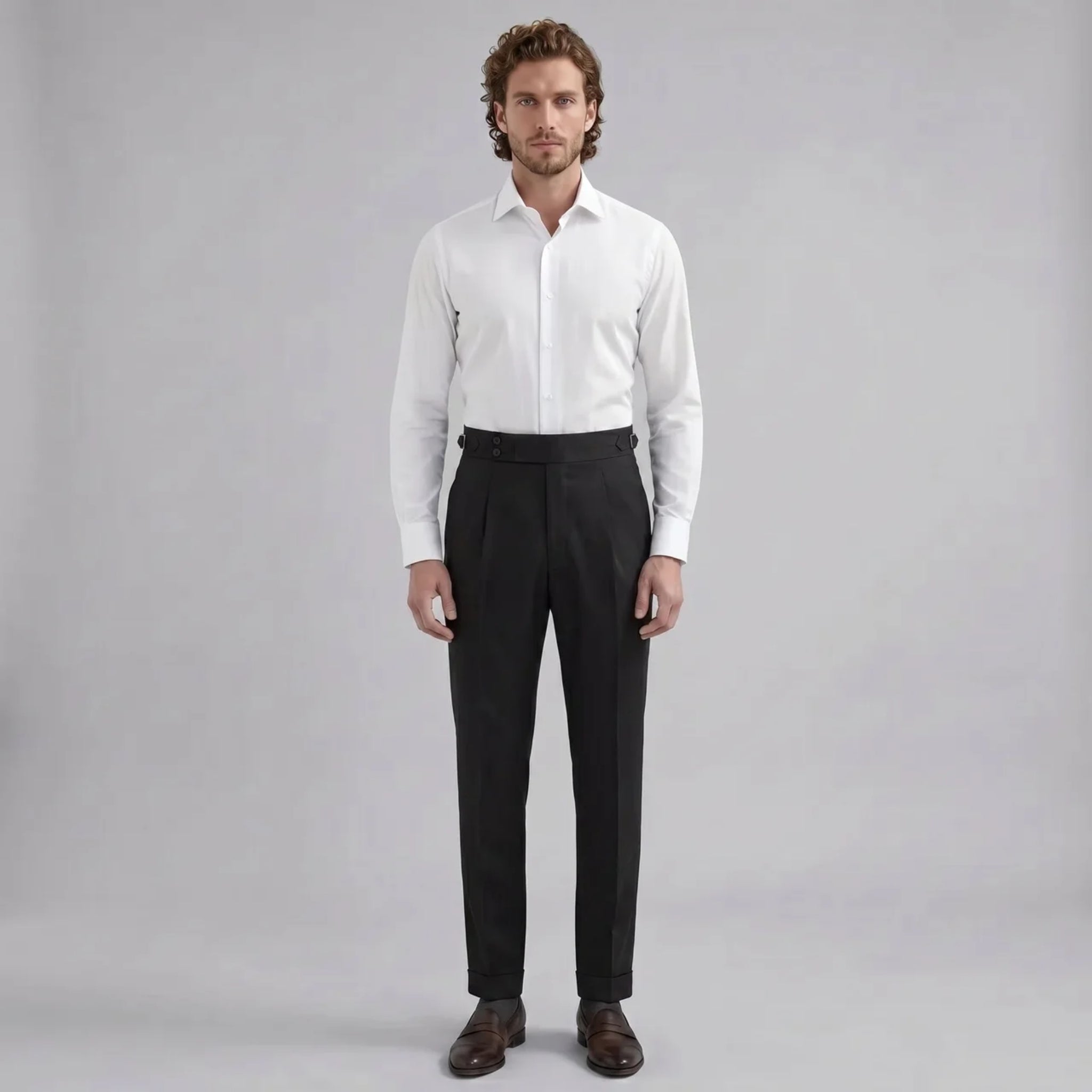 Men’s Textured Tapered Trousers with Side Adjusters