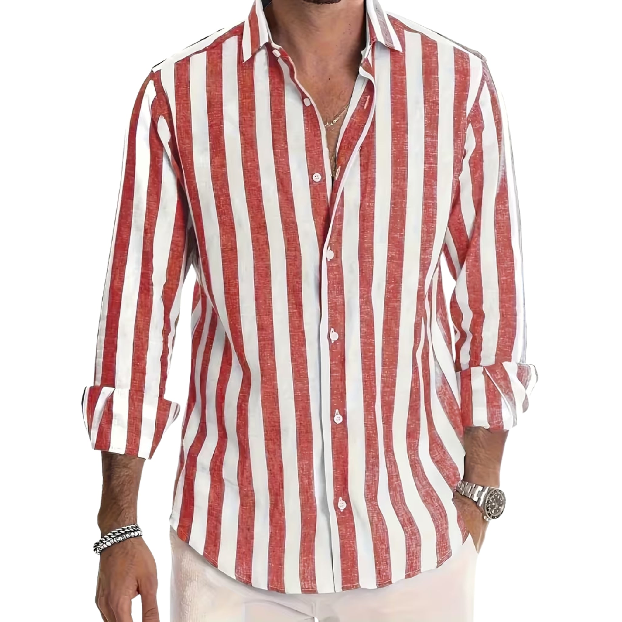 Men’s Vertical Striped Button-Down Shirt