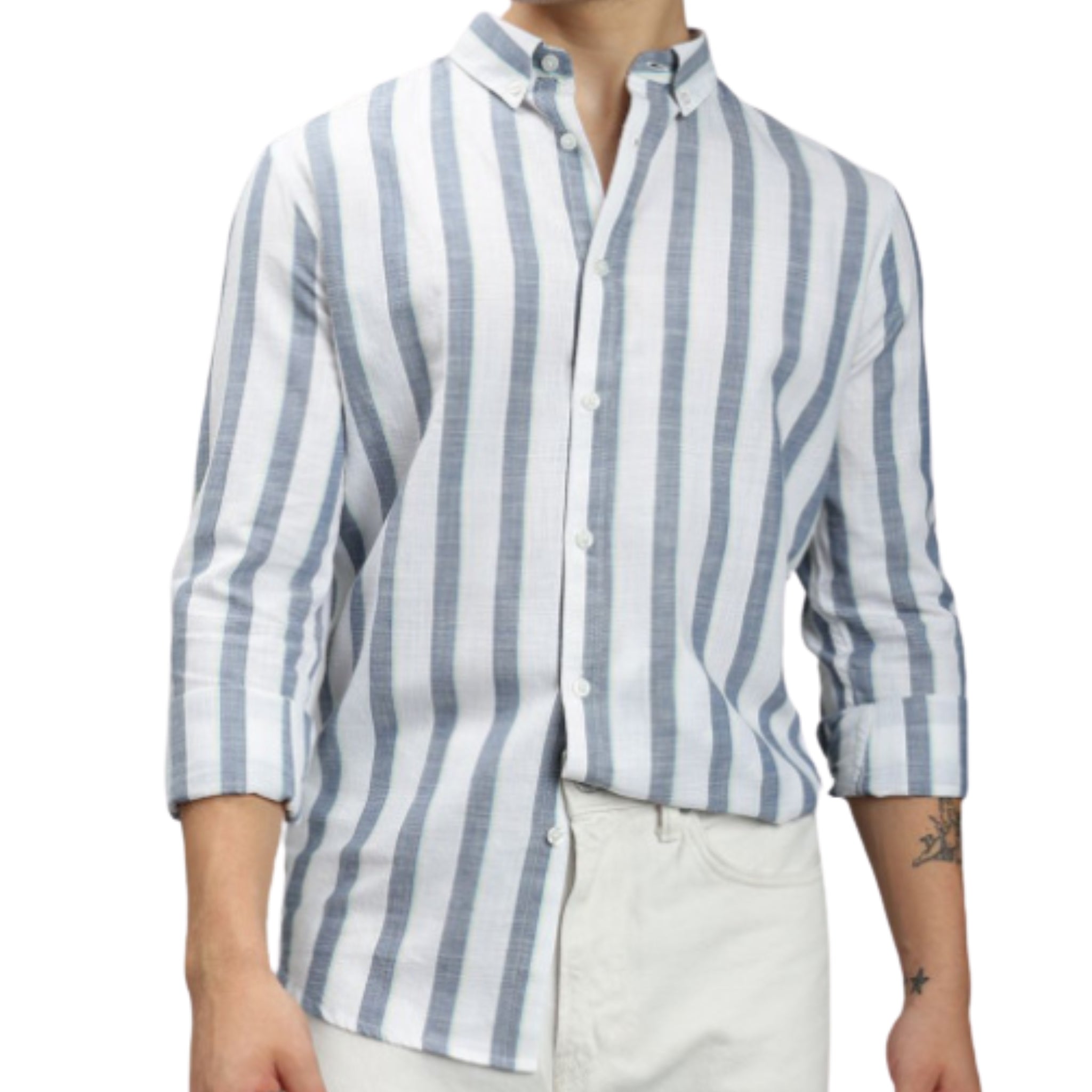 Men’s Vertical Striped Button-Down Shirt
