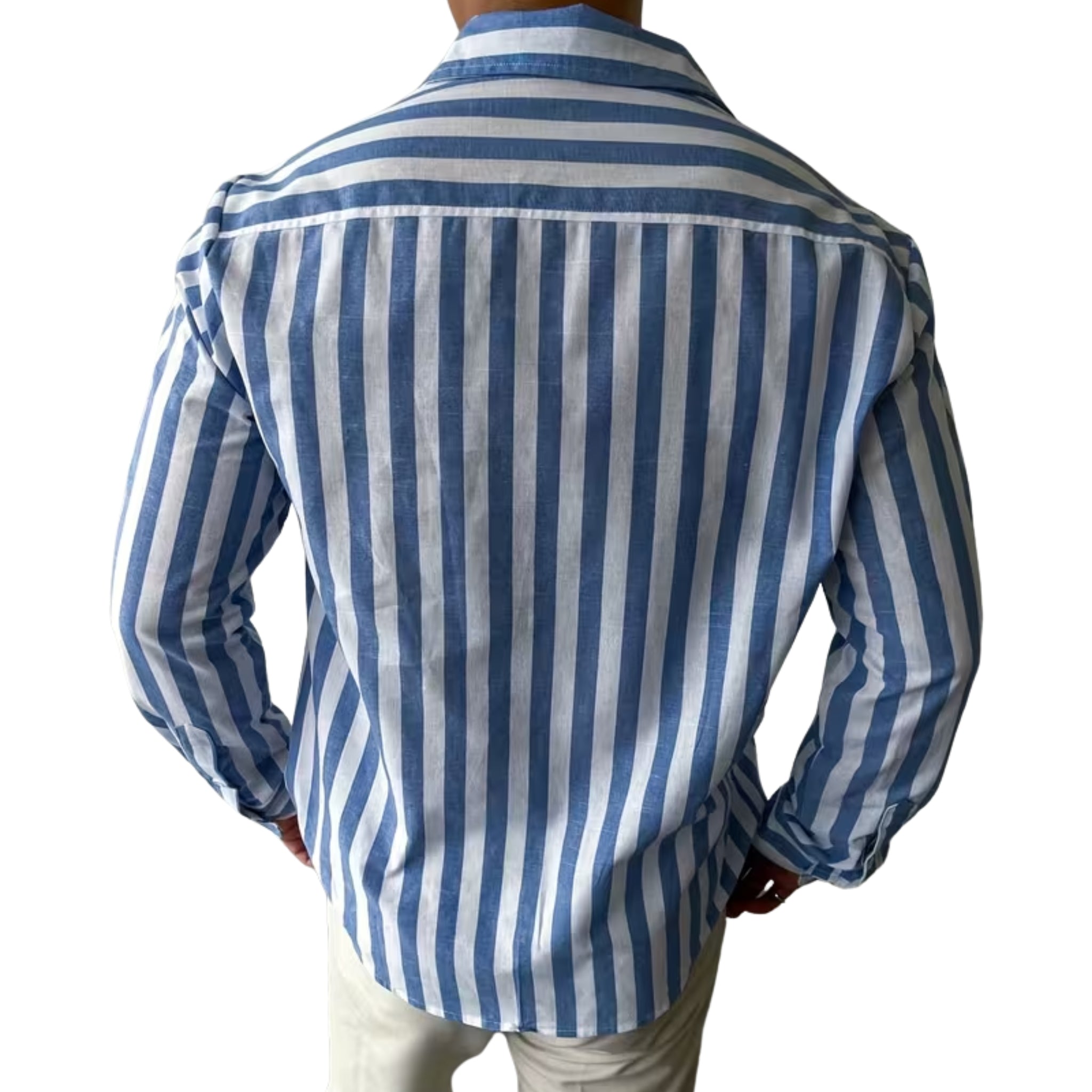 Men’s Vertical Striped Button-Down Shirt