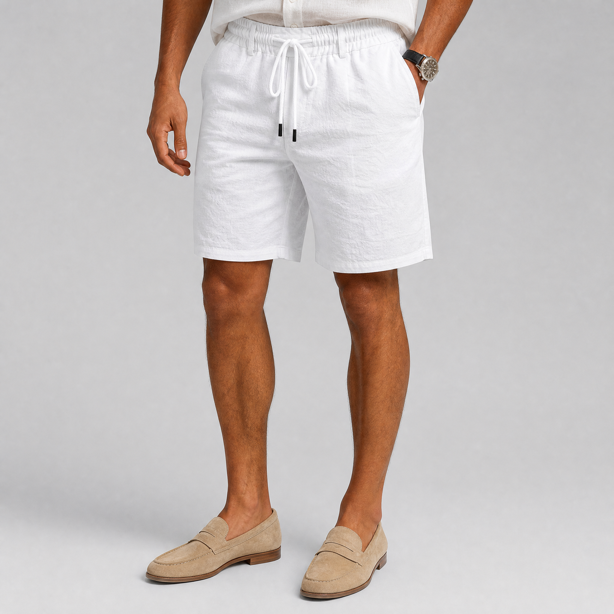 Men's White Linen Blend Shorts – Holiday Men's Linen Shorts