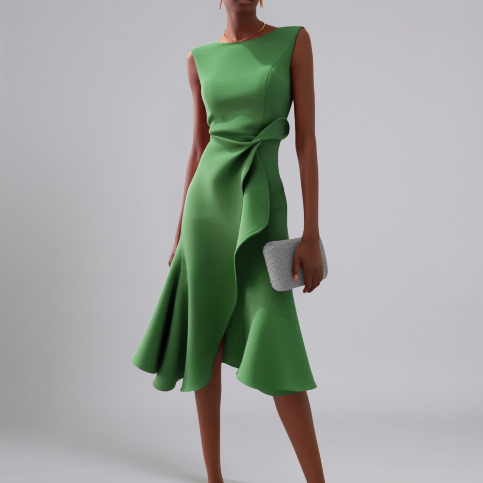 Women’s Asymmetric High-Neck Knotted Evening Dress