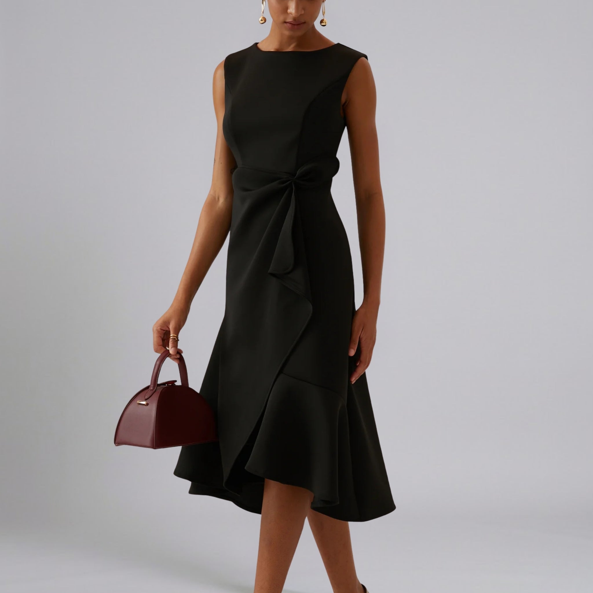 Women’s Asymmetric High-Neck Knotted Evening Dress