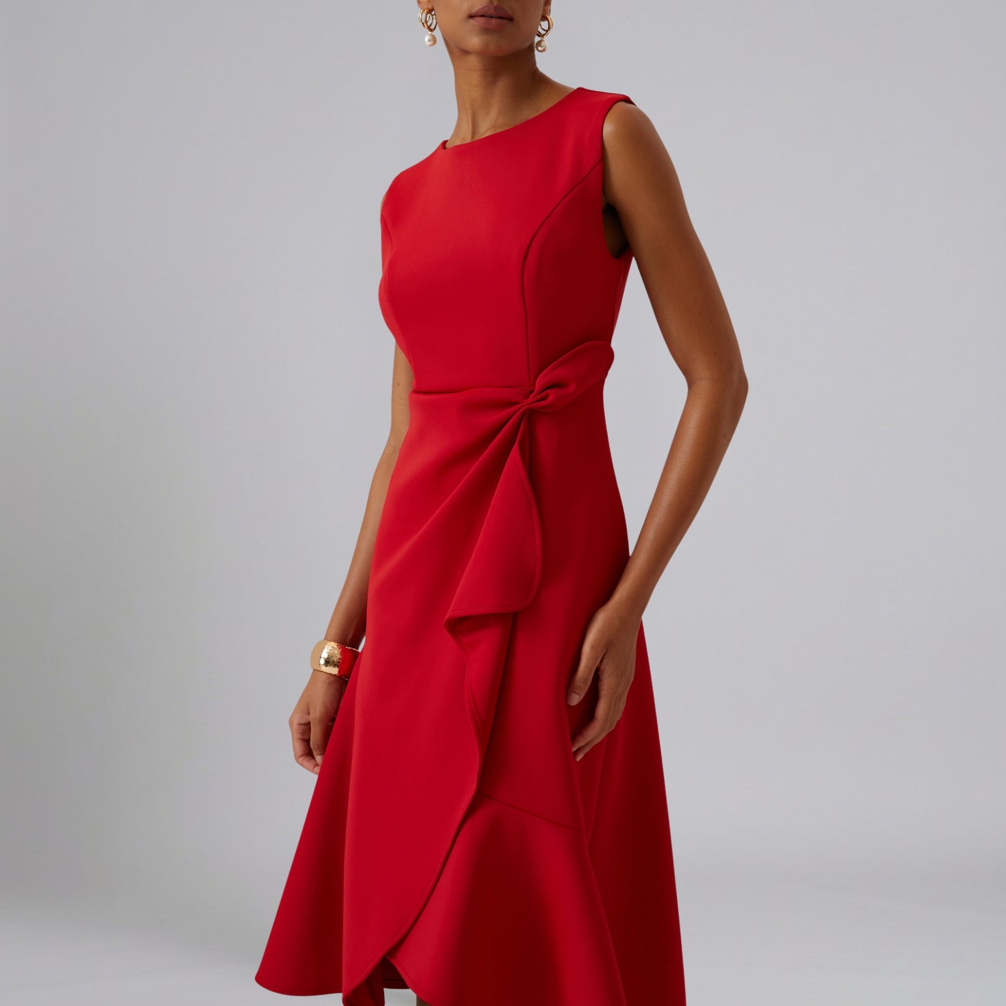 Women’s Asymmetric High-Neck Knotted Evening Dress