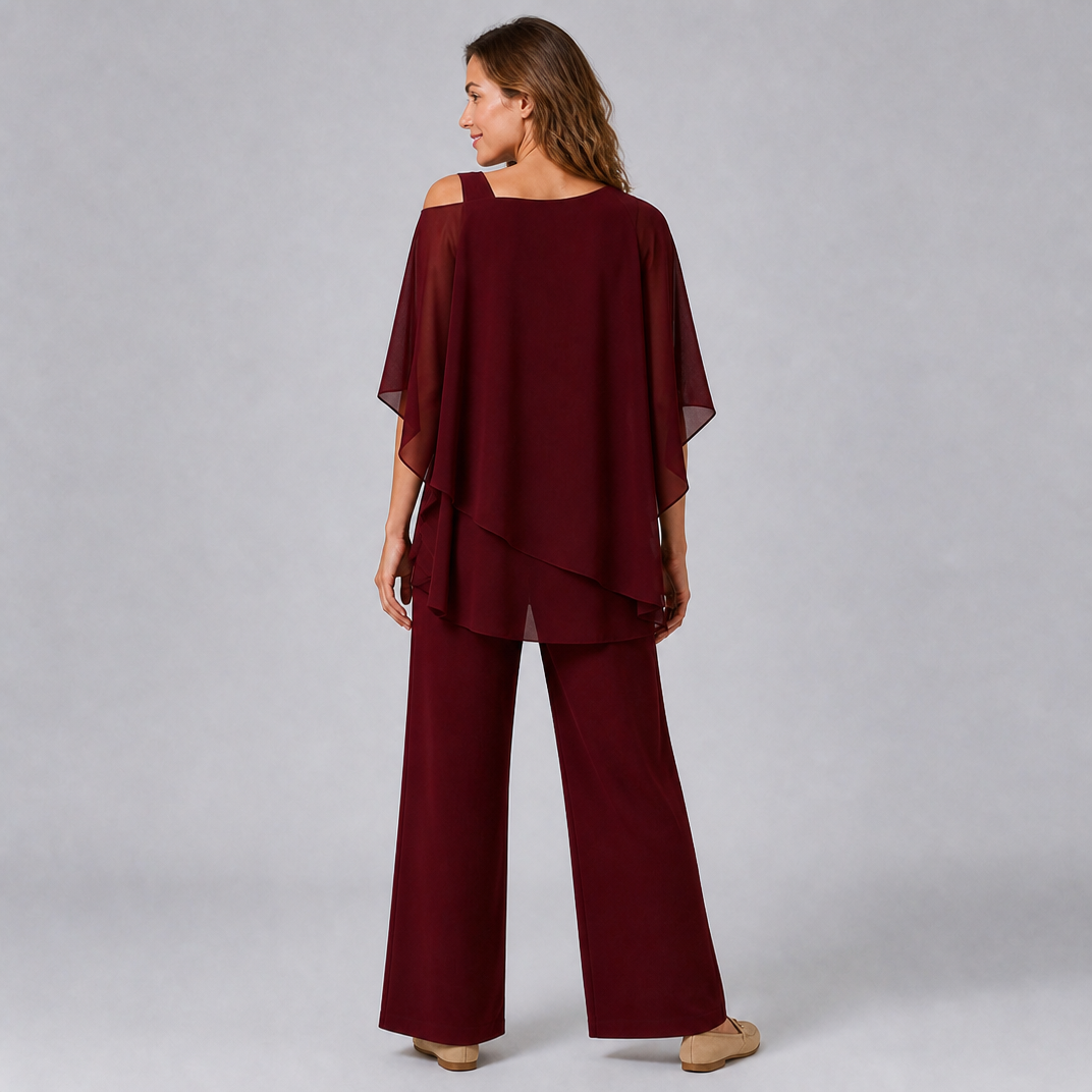 Women’s Asymmetric Layered Chiffon Set