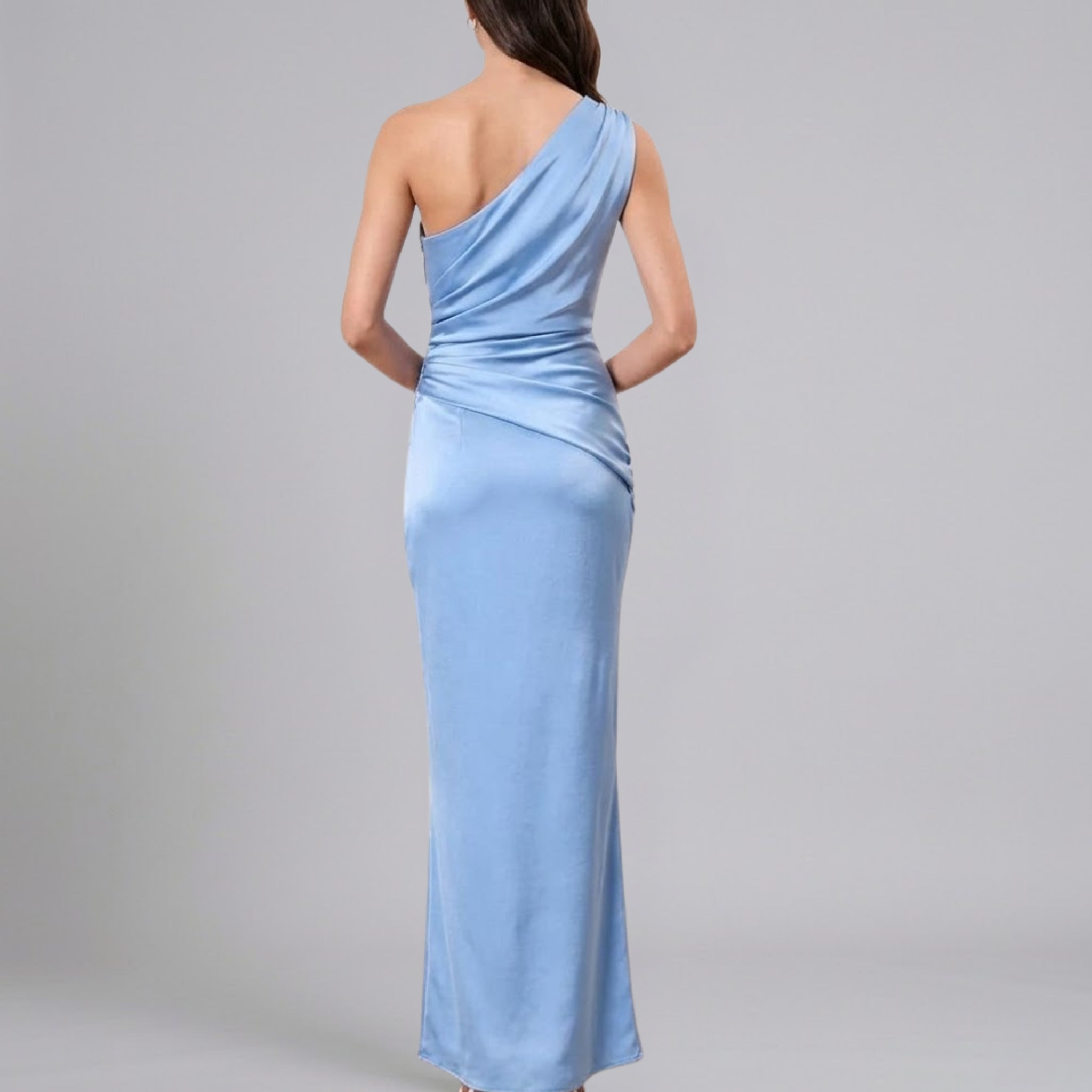 Women’s Asymmetric Ruched Draped Maxi Dress