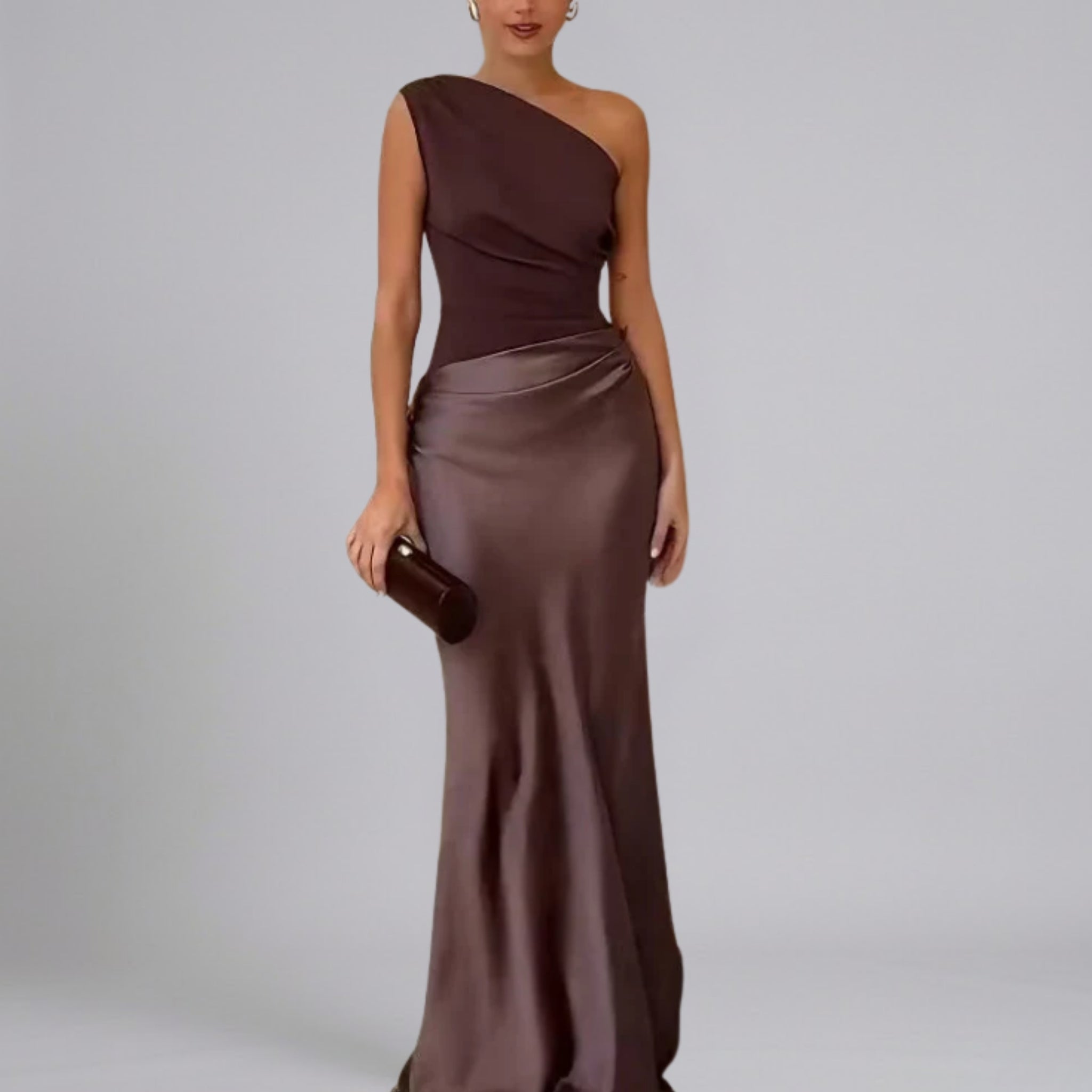 Women’s Asymmetric Ruched Draped Maxi Dress