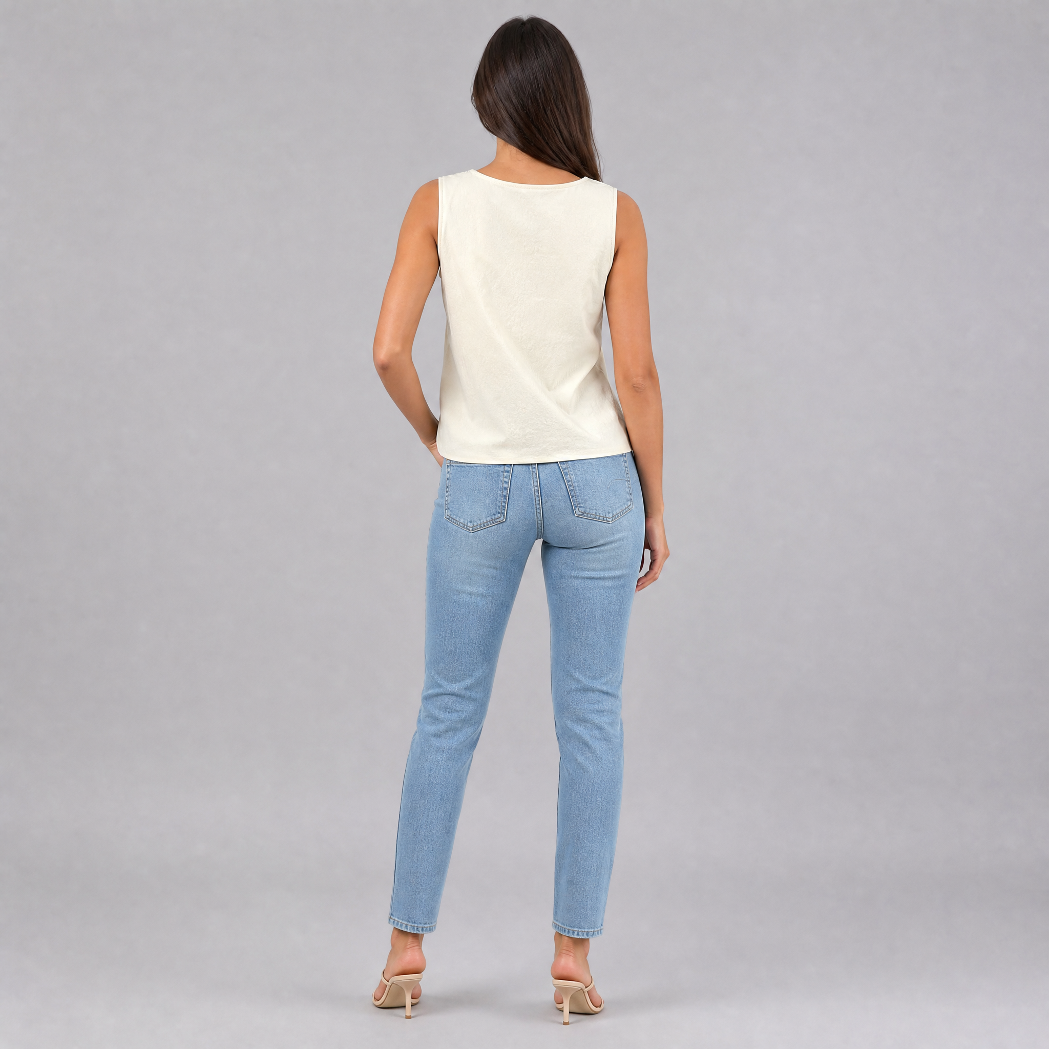 Women’s Asymmetric Sleeveless Button-Detail Blouse