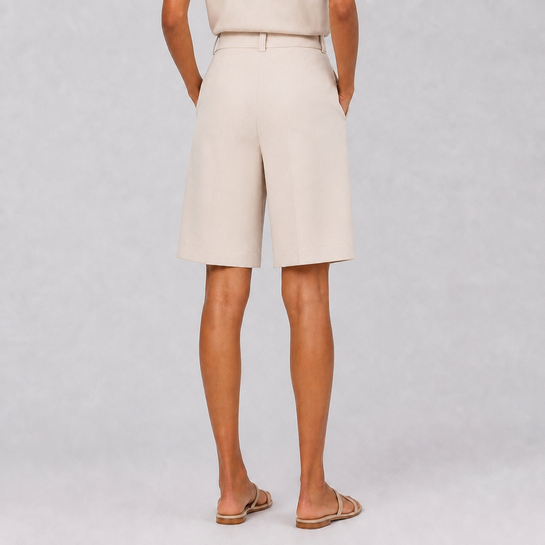 Women's Beige Bermuda Shorts – Tailored Shorts Women