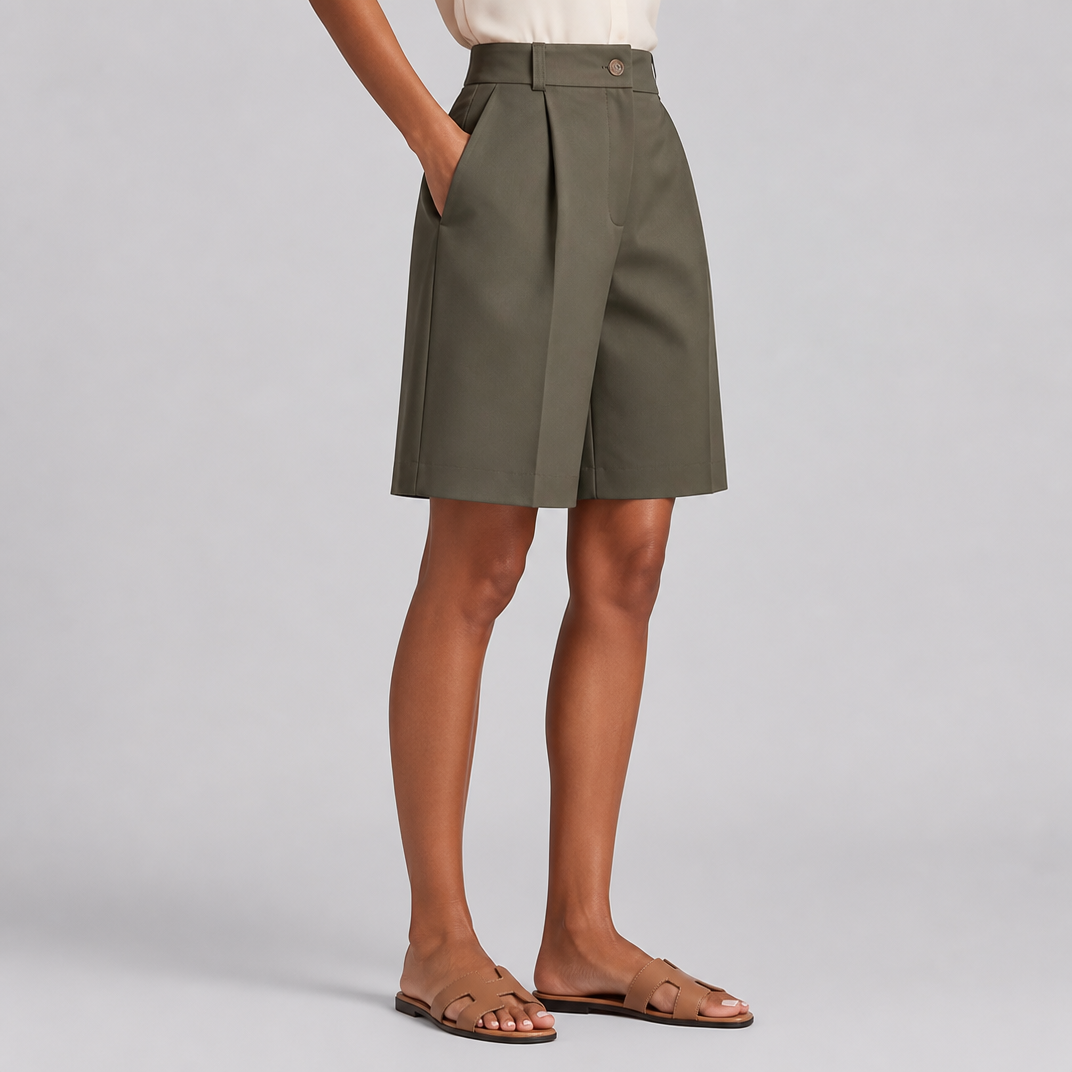 Women's Beige Bermuda Shorts – Tailored Shorts Women
