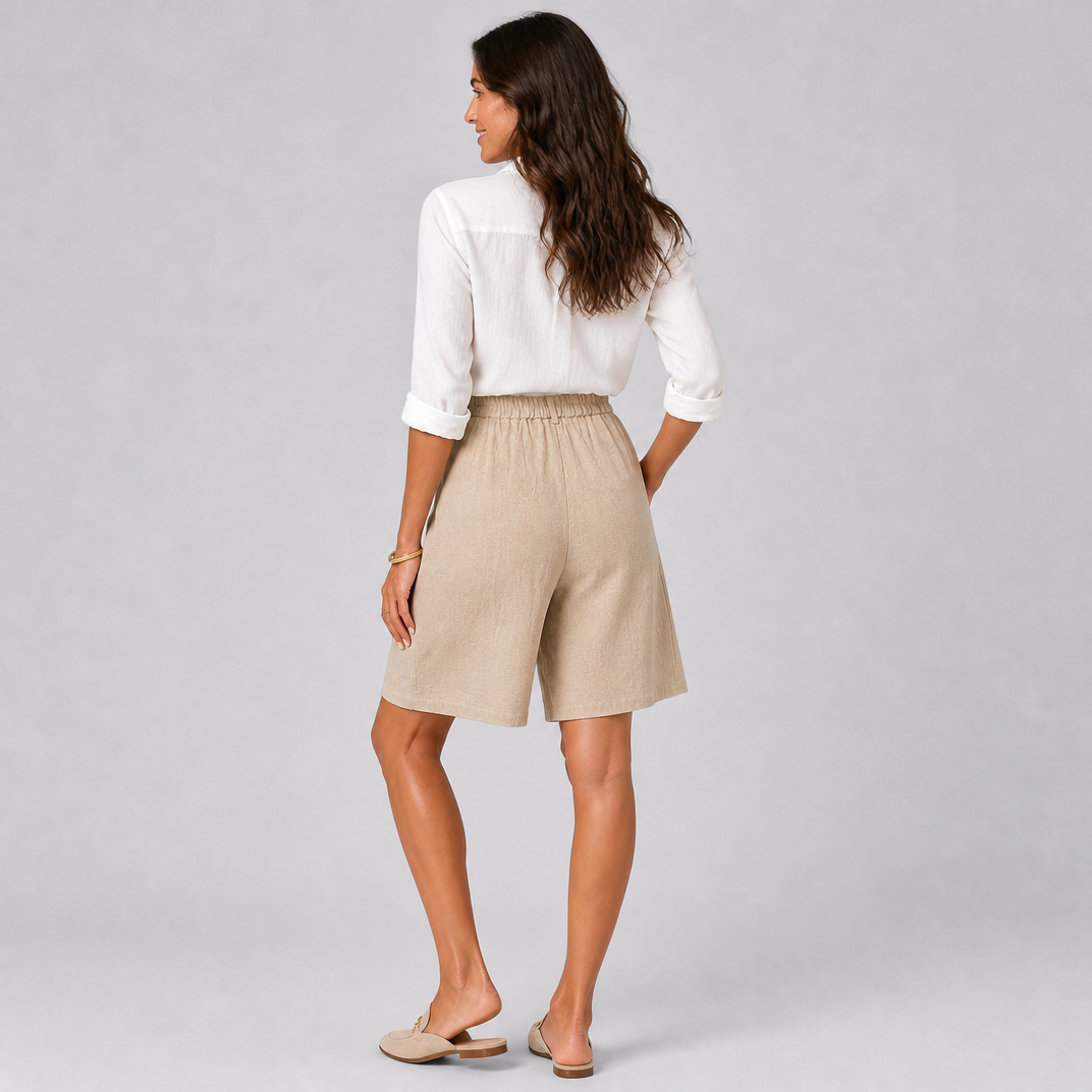 Women's Beige Cotton Bermuda Shorts – Tailored Women's Shorts