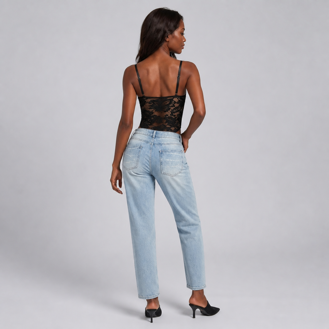 Women's Black Lace Corset Top – Going Out Party Bustier Top
