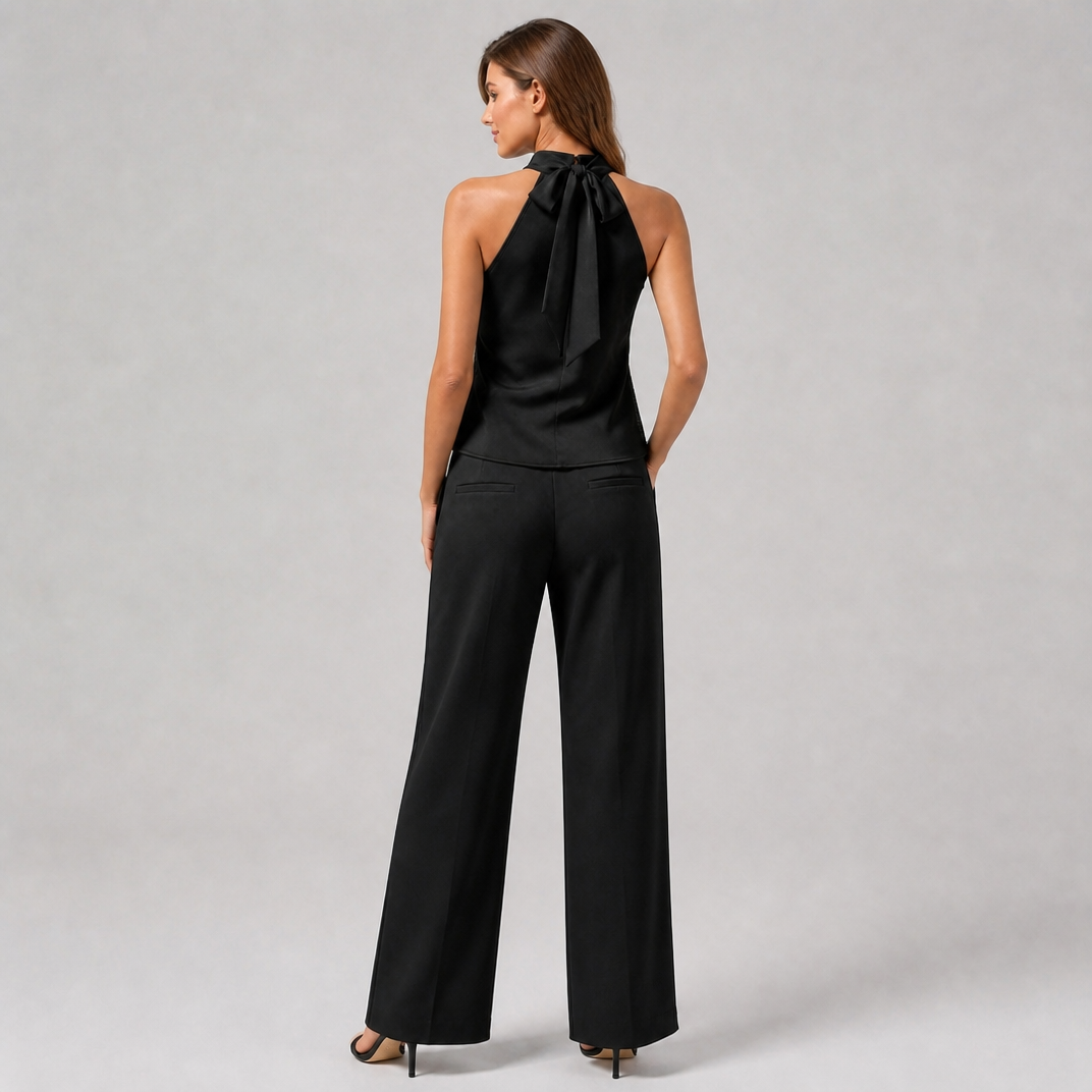 Women's Black Sparkly Sequin Top – Halter Neck Going Out Top