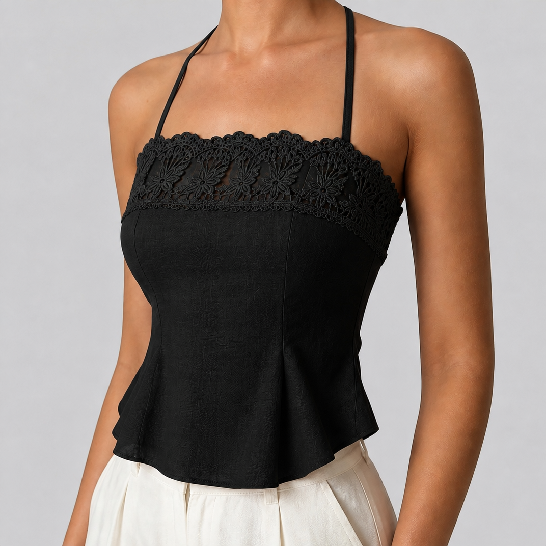 Women's Blue Babydoll Top – Elegant Lace Camisole