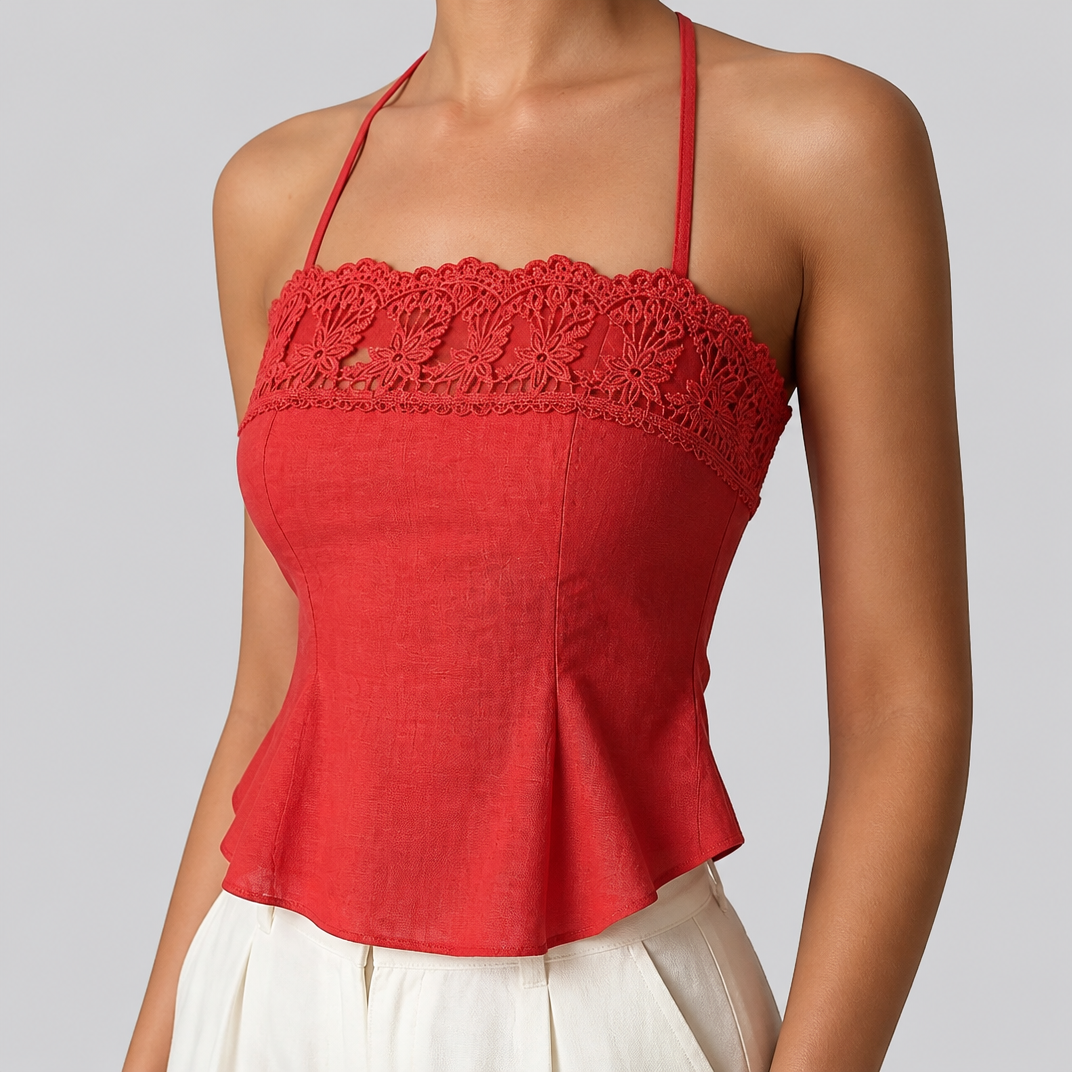Women's Blue Babydoll Top – Elegant Lace Camisole