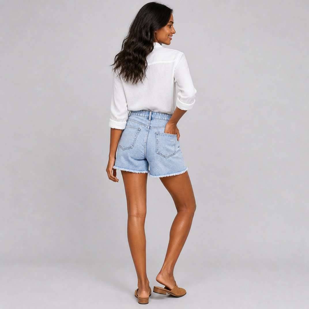 Women's Blue Denim Shorts – High Waisted Women's Shorts