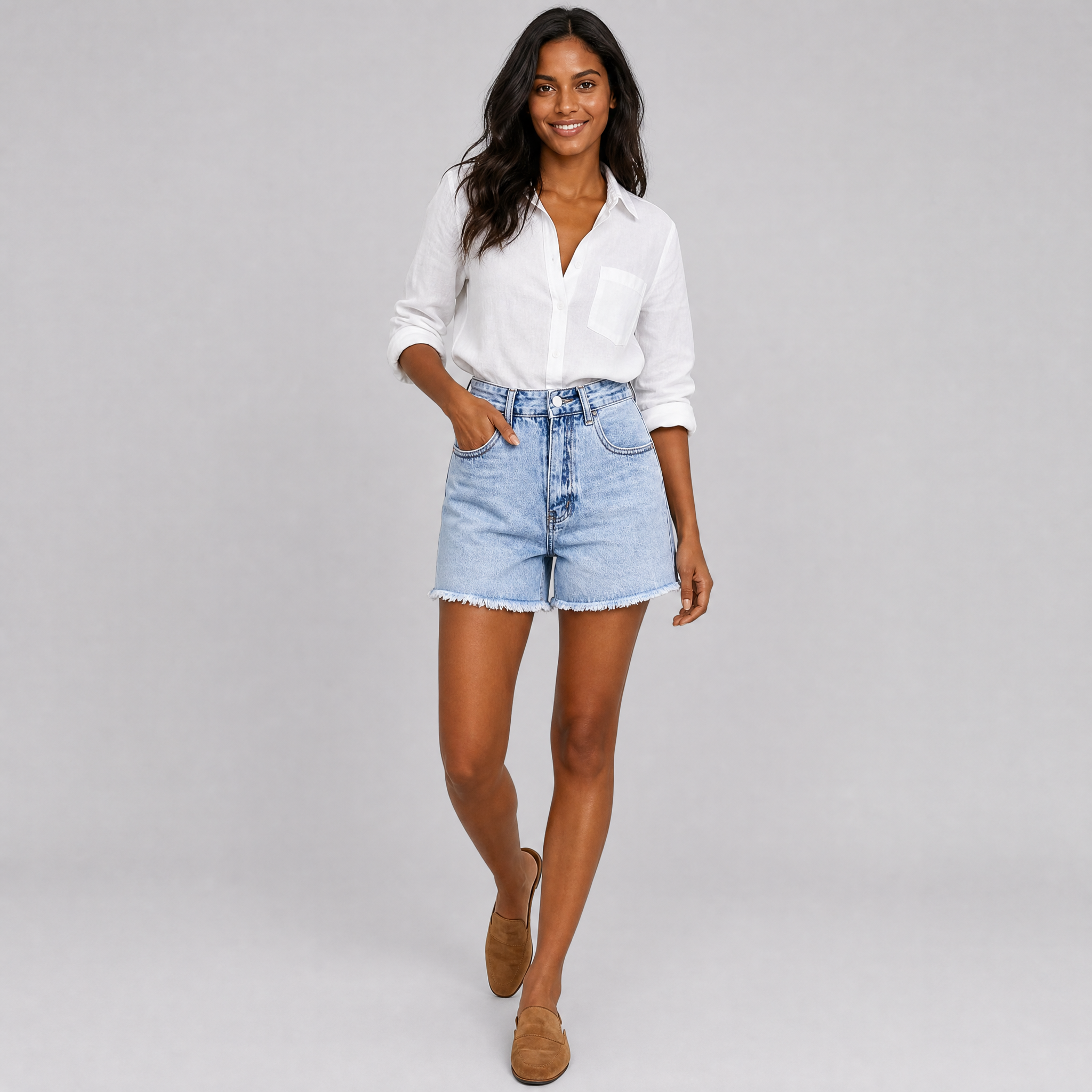 Women's Blue Denim Shorts – High Waisted Women's Shorts