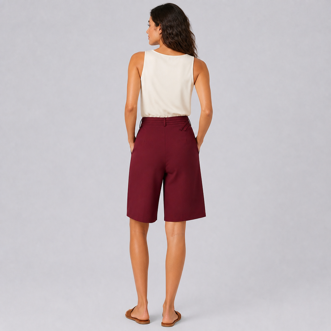 Women's Buckled Tailored Bermuda Shorts – High Waisted Women's Shorts