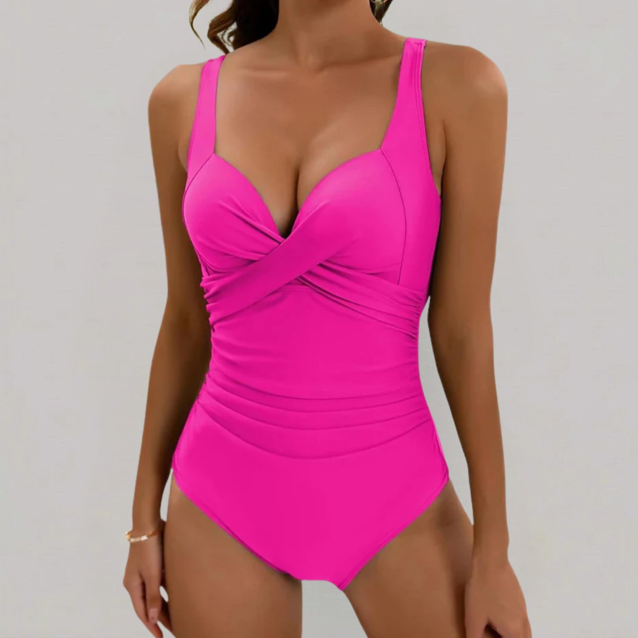 Women’s Crossover One-Piece Swimsuit with Ruched Torso