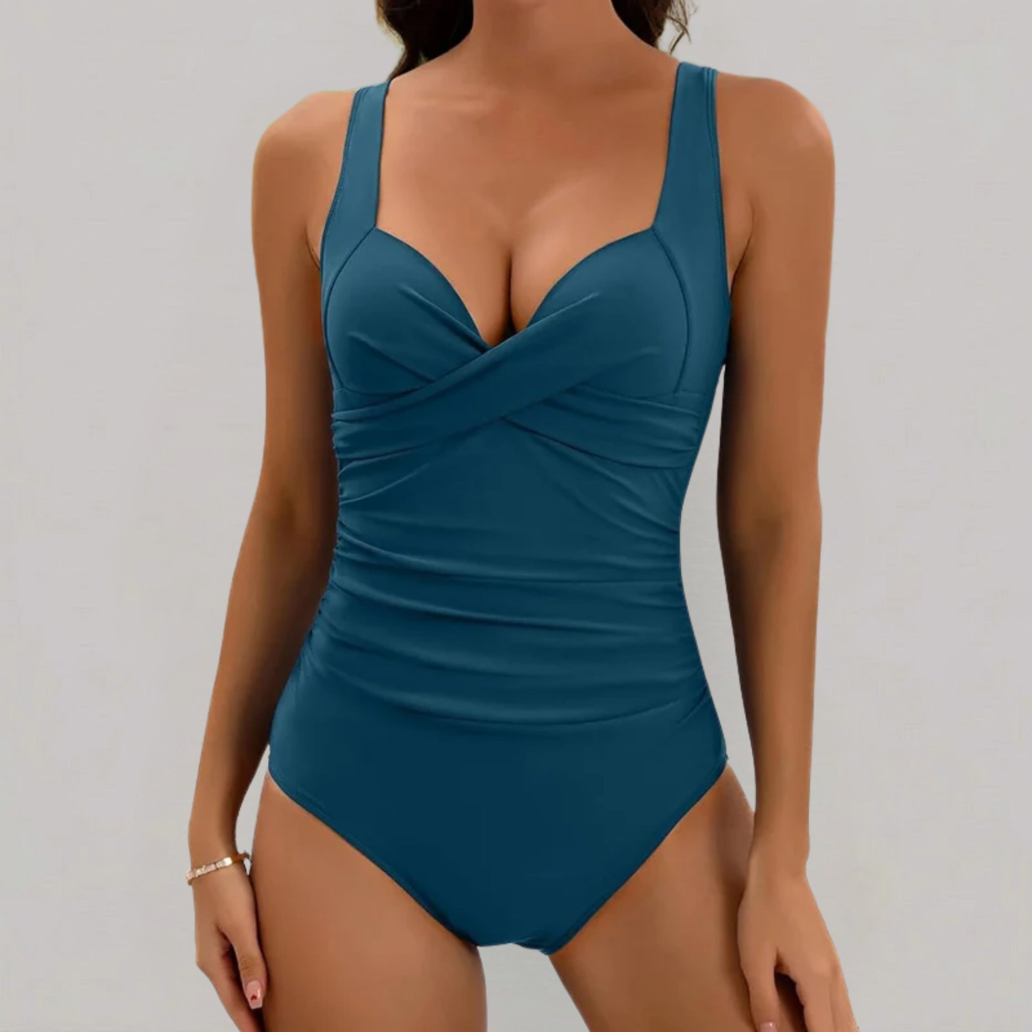 Women’s Crossover One-Piece Swimsuit with Ruched Torso
