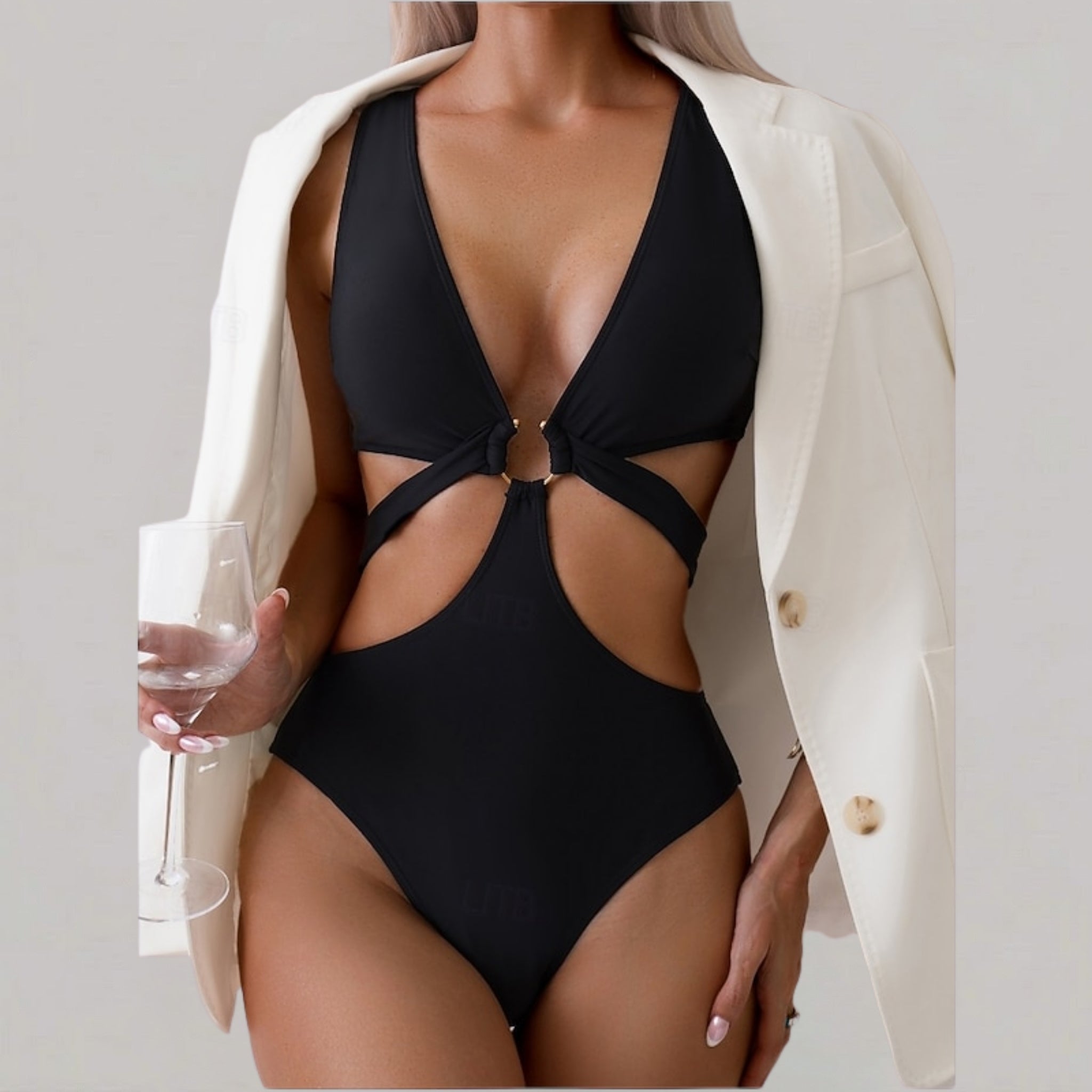 Women’s Cut-Out One-Piece Swimsuit with Ring Detail