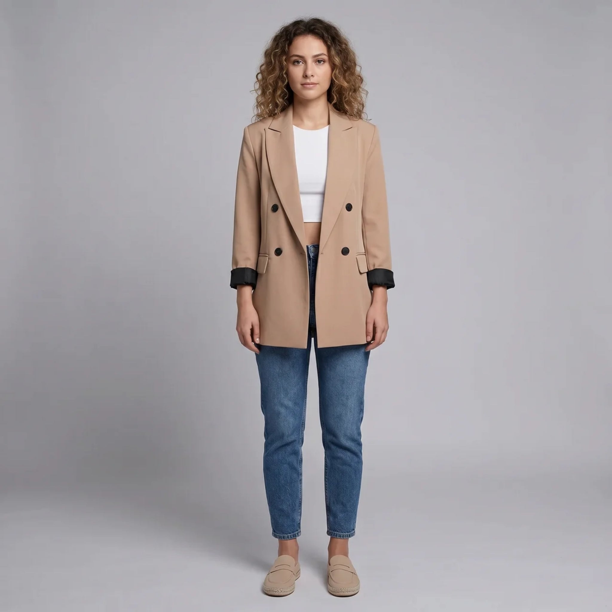 Women’s Double-Breasted Contrast Detail Blazer