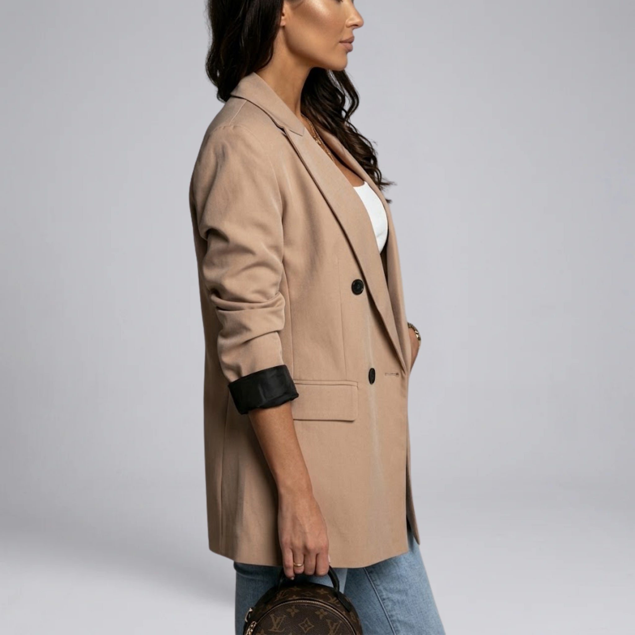 Women’s Double-Breasted Contrast Detail Blazer