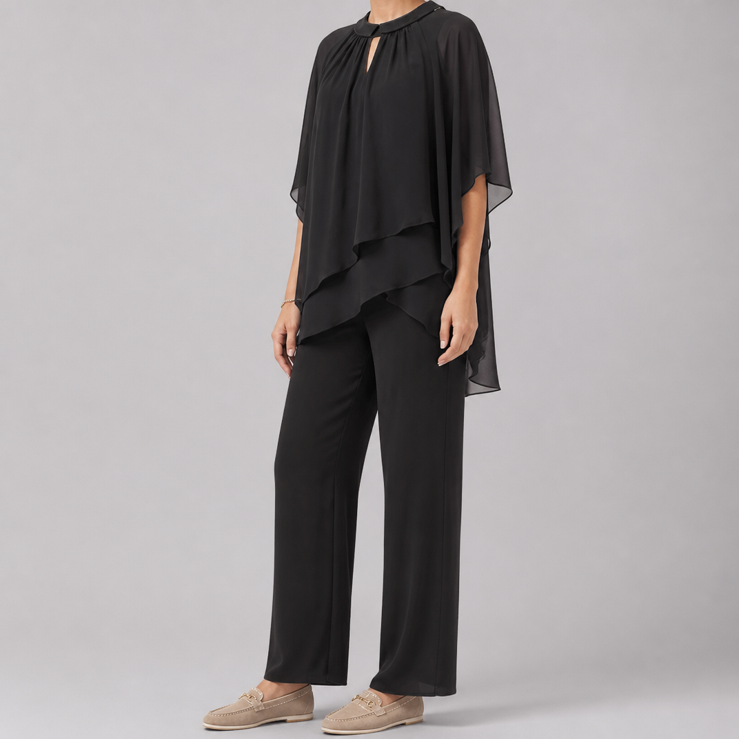 Women’s Elegant Layered Chiffon Evening Set