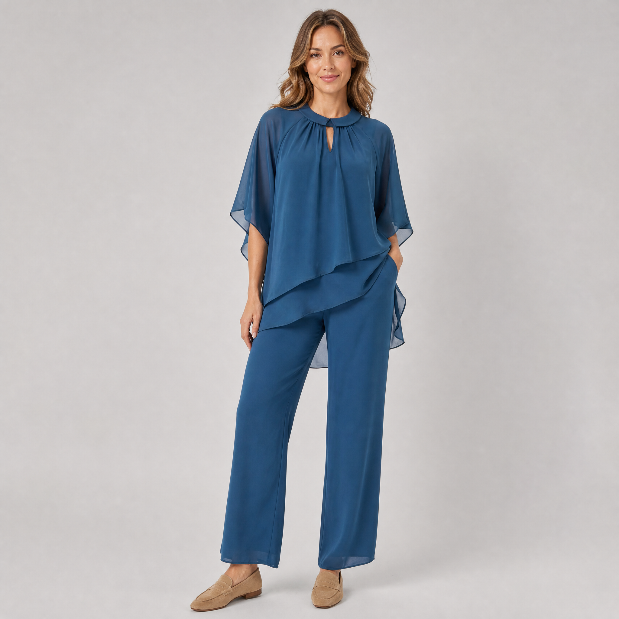 Women’s Elegant Layered Chiffon Evening Set